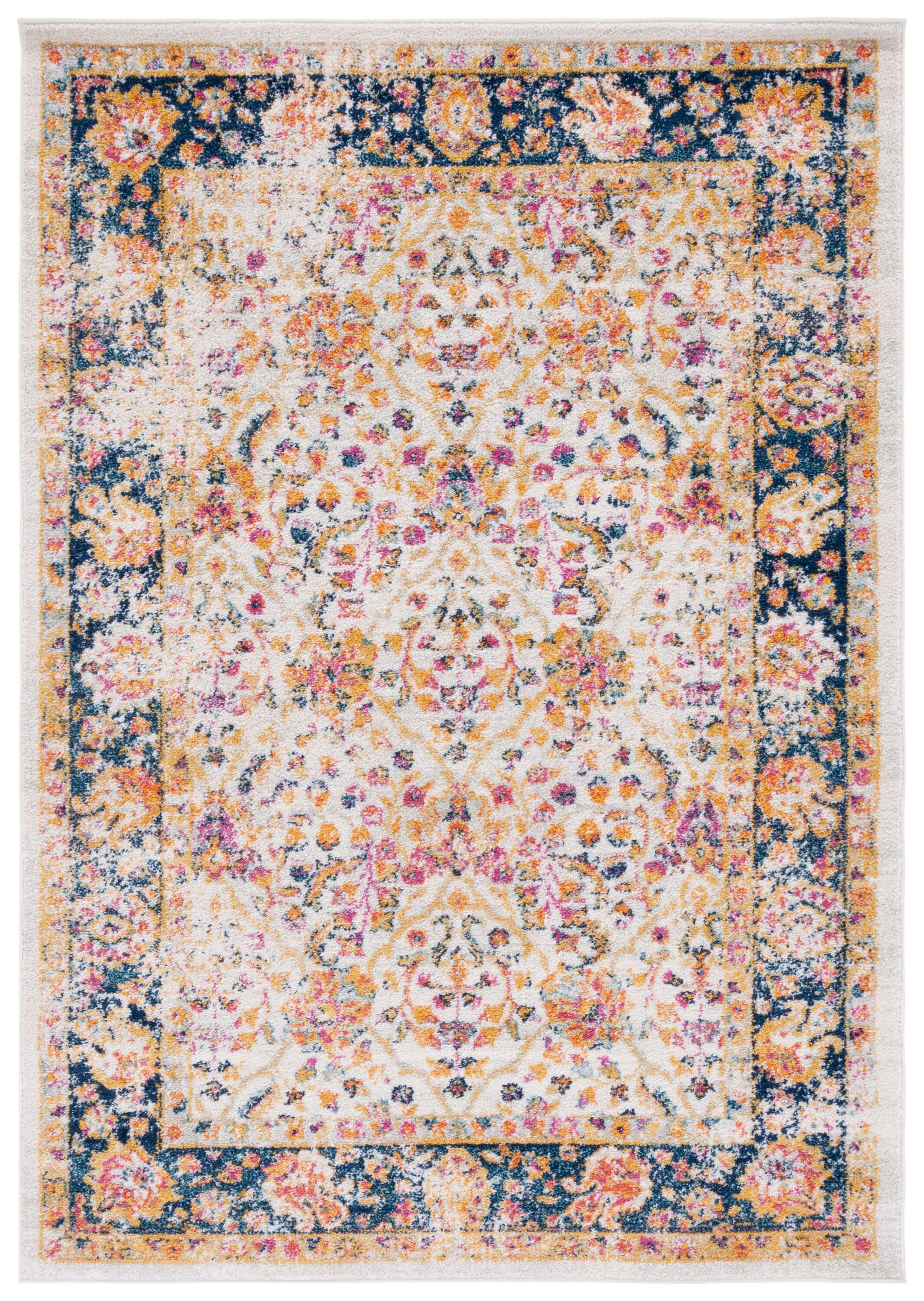 Madison Cream and Navy 4' x 6' Synthetic Area Rug