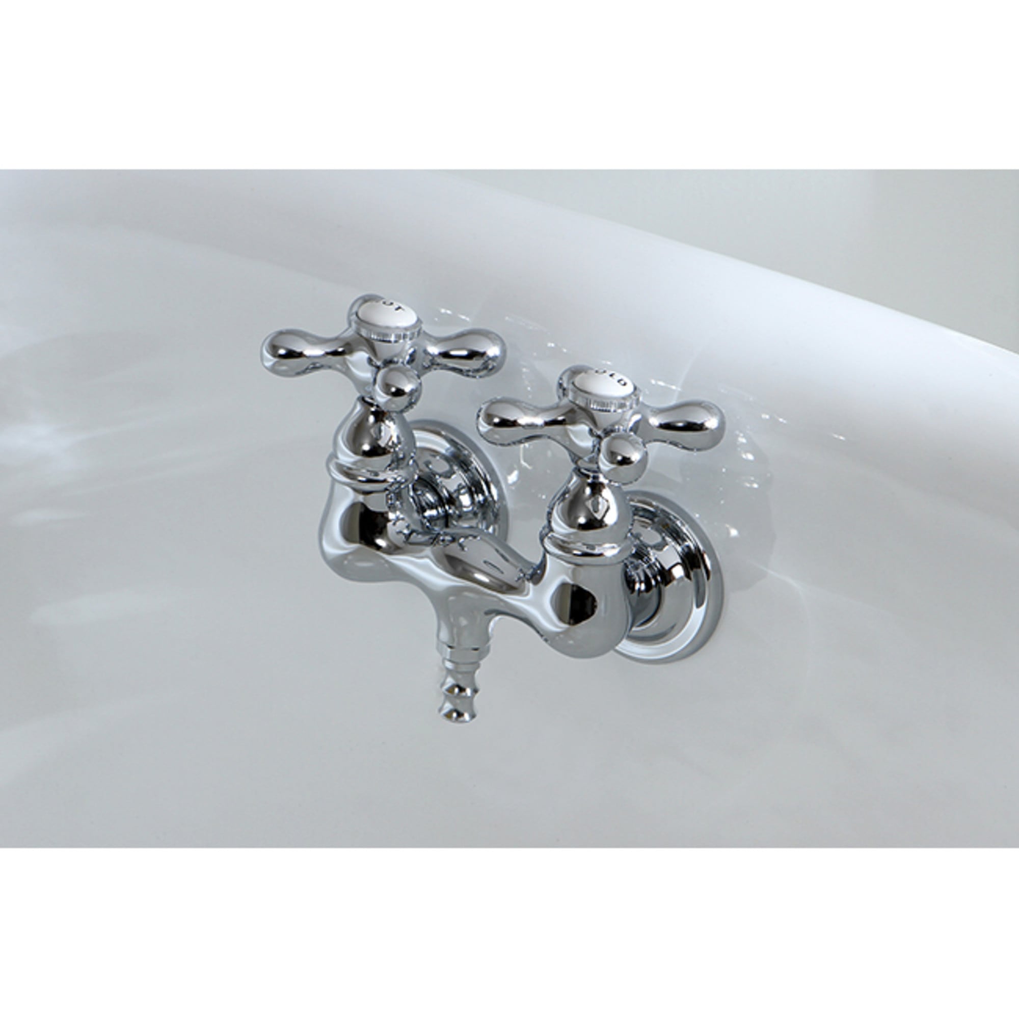 Vintage Chrome Double Handle Wall Mounted Clawfoot Tub Faucet