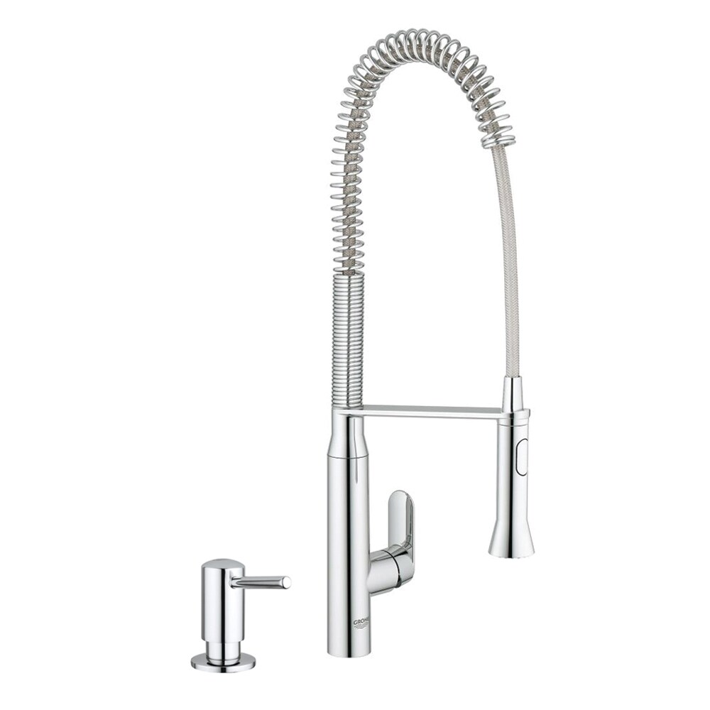 K7 Chrome Single Handle Pull-down Kitchen Faucet with Soap Dispenser Included | - GROHE KKS-32951000