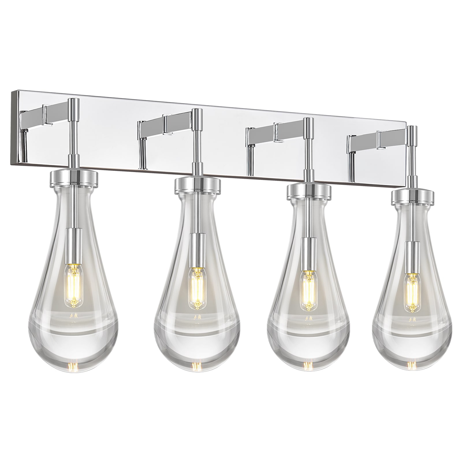 ZHLLMQ Modern 27.55 in 4-Light Chrome Glass Bathroom Vanity Light Fixture for Living Room Bedroom Stair Wall Decor