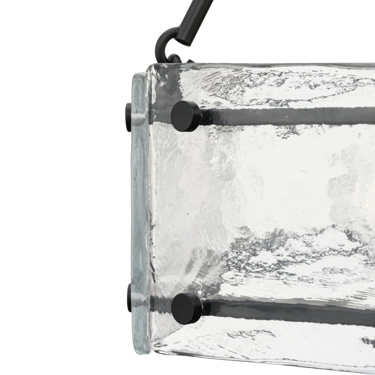 Rivera Matte Black 4-Light Chandelier with Textured Glass