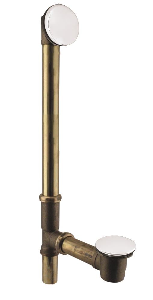 WESTBRASS D322H-50 Twist and Close Bath Waste- Hidden Overflow-22 In. Make-up, 17 Ga. In Powdercoated White
