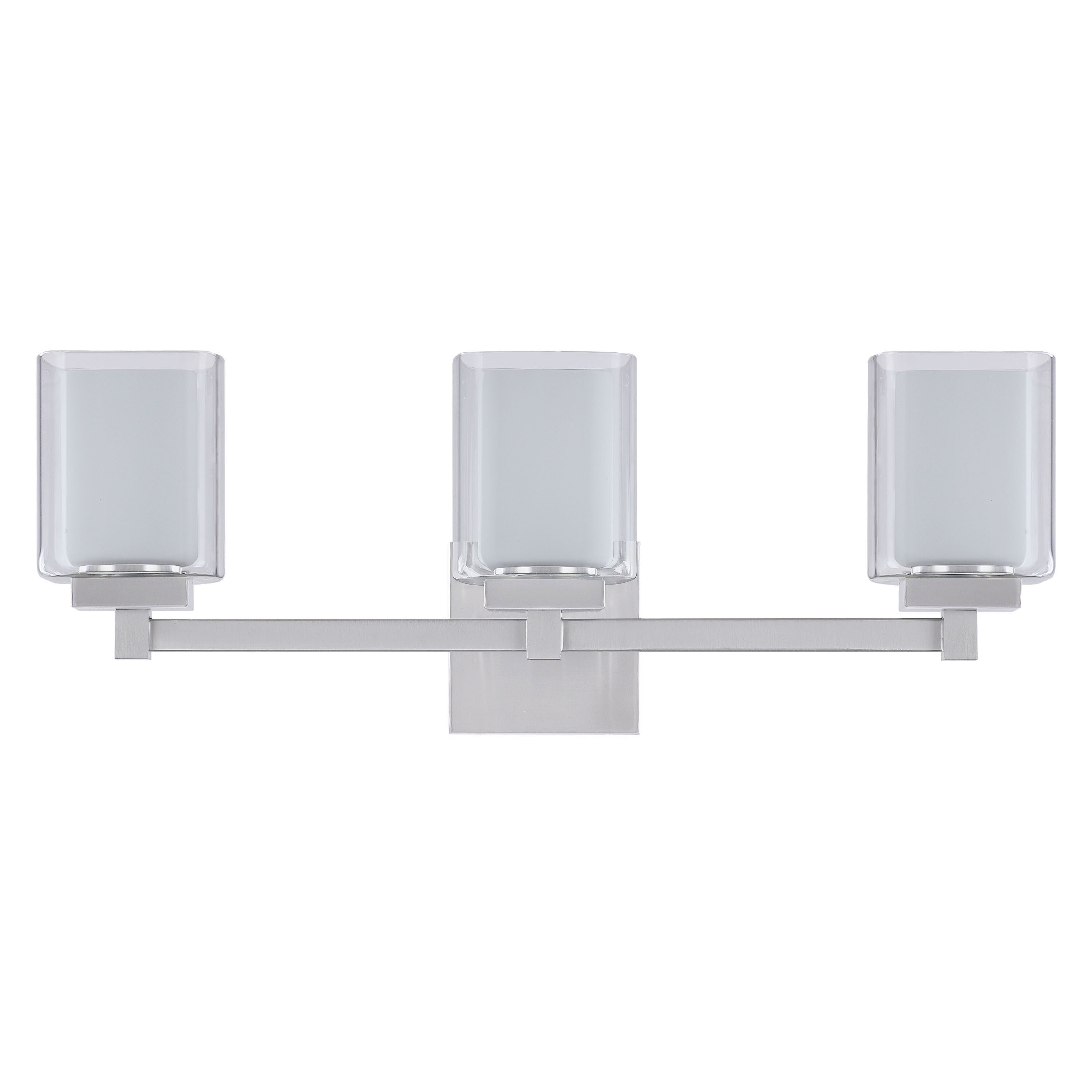 Satin Nickel 24" Vanity Light with Clear Glass Shades