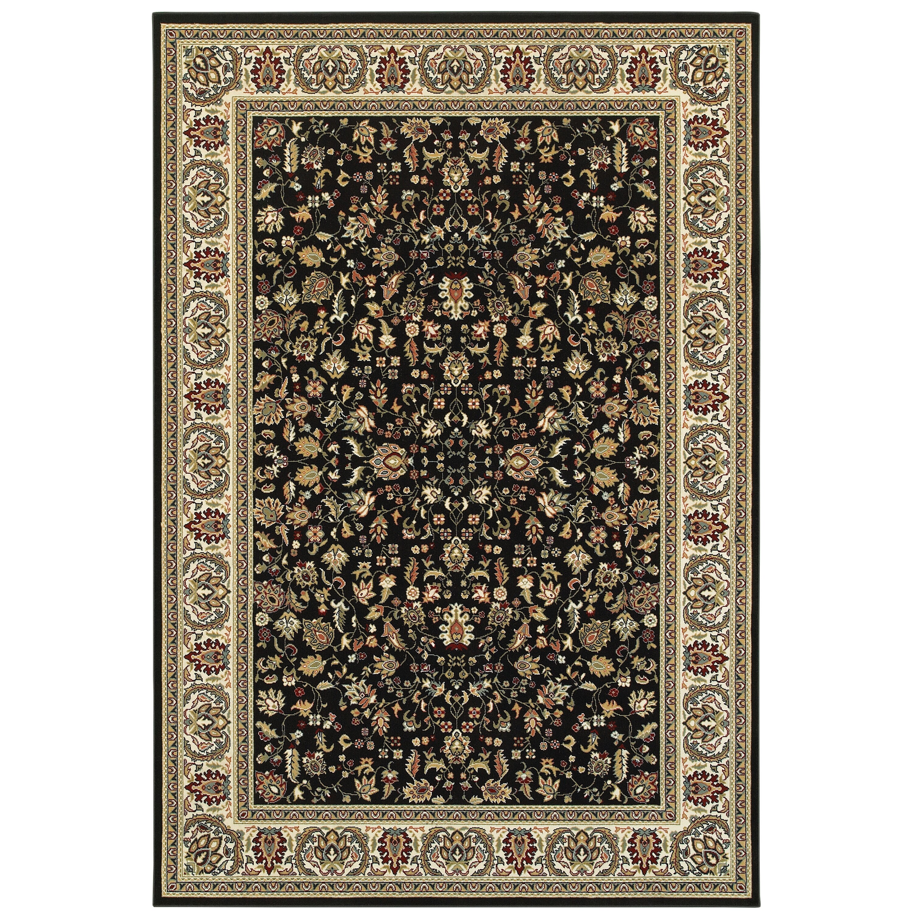 Archer Lane 108KSHB16L Vauxhall 6 x 9 (ft) Polypropylene Black Rectangular Indoor Floral/Botanical Oriental Area rug