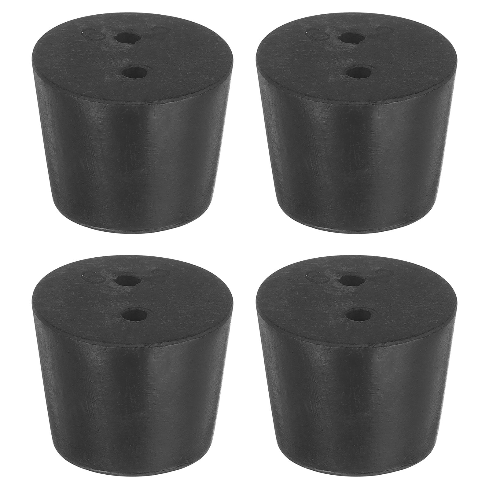 Unique Bargains - 4pcs 2-Hole Rubber Stopper Tapered Lab Seal Tube Stopper Plug for Test Tube Fla...