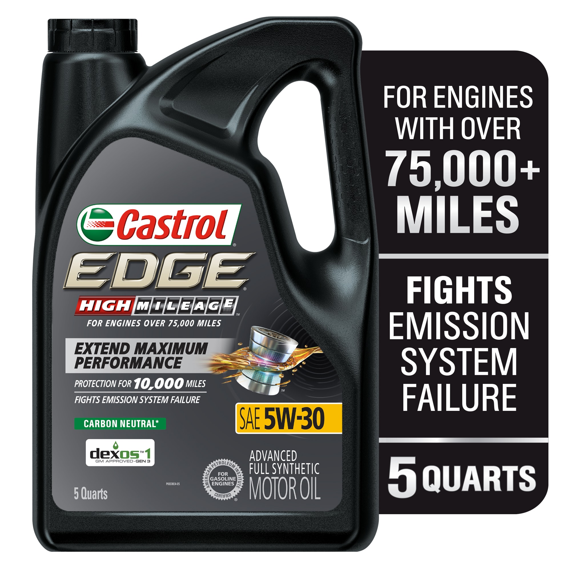 CASTROL EDGE High Mileage 5W-30 Advanced Full Synthetic Motor Oil, 5 Quarts  in the Motor Oil & Additives department at