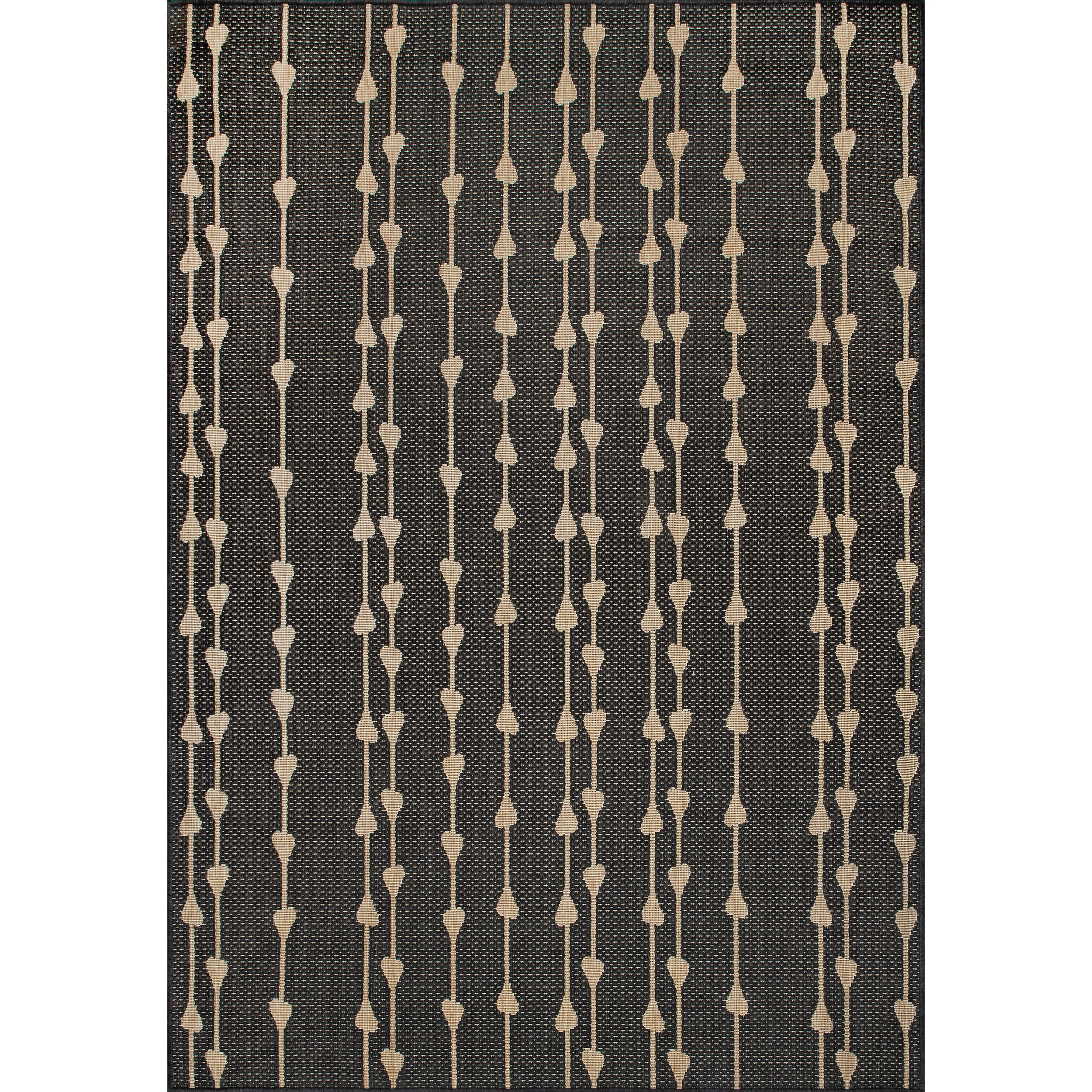 Charcoal Synthetic Reversible Rectangular Indoor/Outdoor Rug