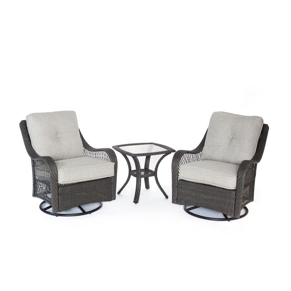 Hanover ORLEANS3PCSW-G-SLV Orleans 3-Piece Patio Conversation Set with Silver Cushions