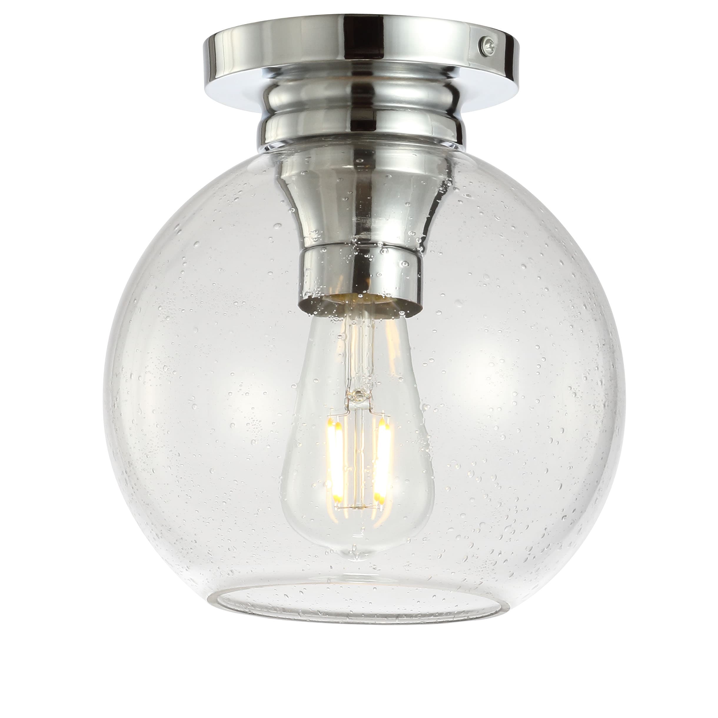 Chrome and Glass LED Flush Mount Ceiling Light