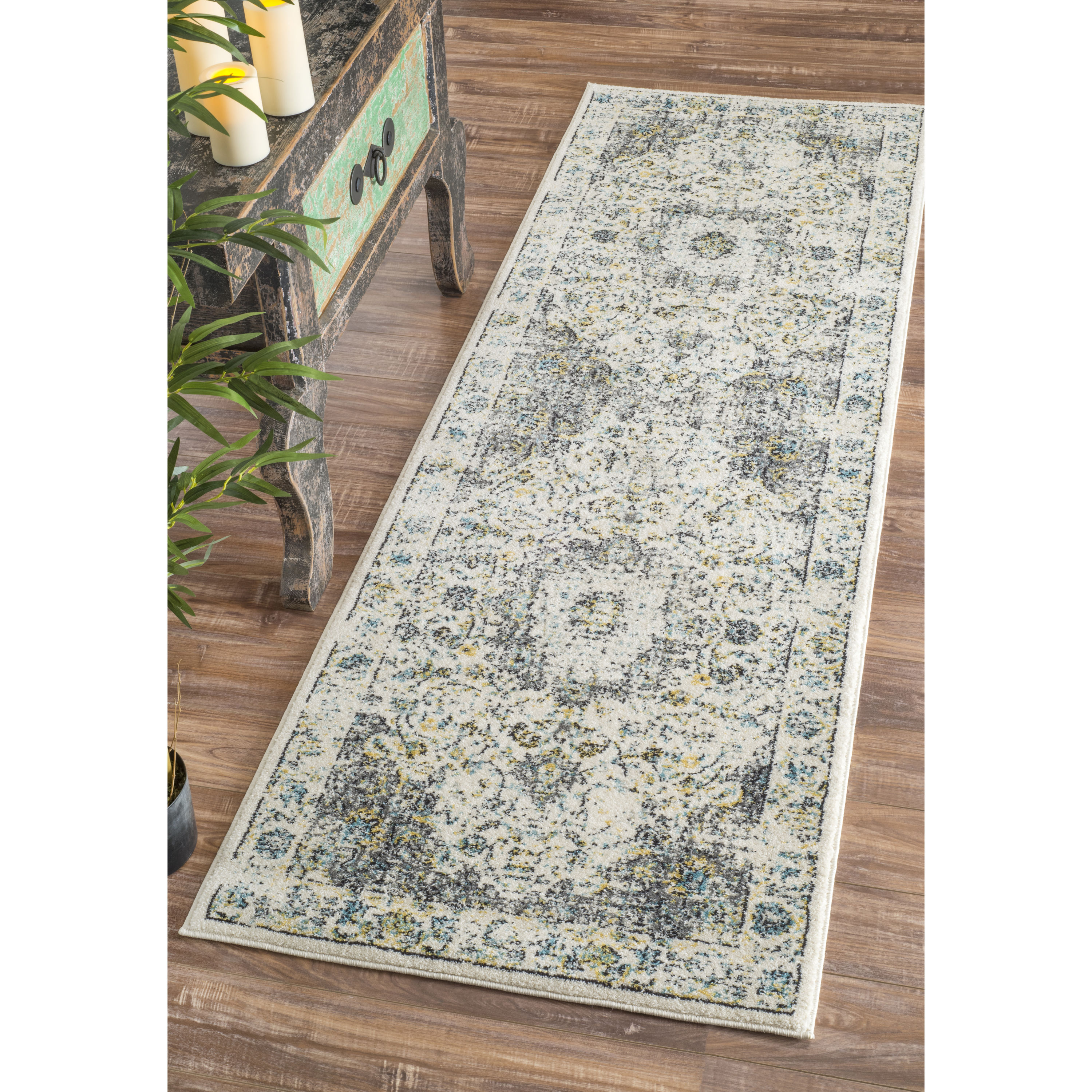 nuLOOM RZBD07B-26010 Verona 2 x 10 (ft) Loomed Polypropylene Gray Rectangular Indoor Medallion Runner rug