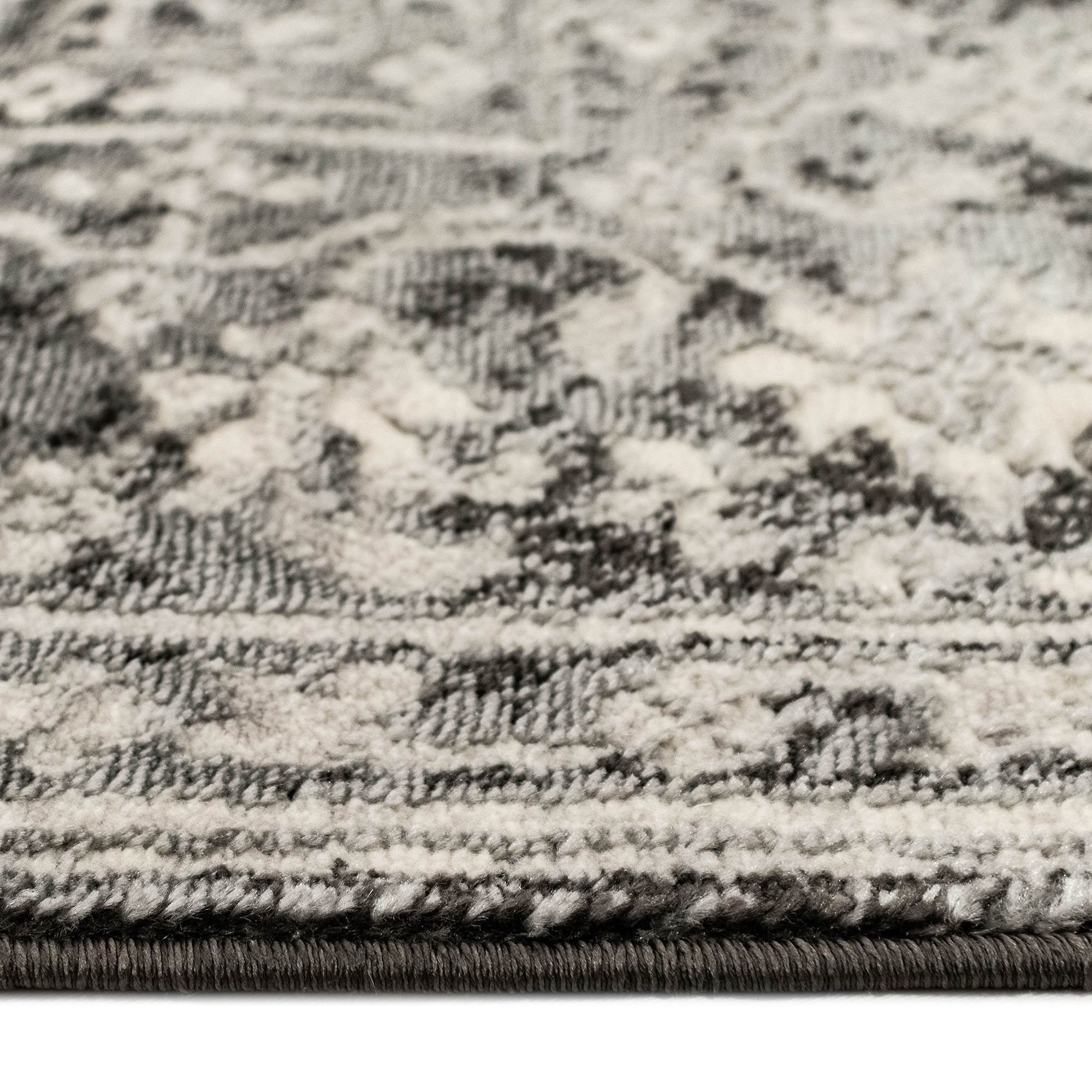 Blue and Gray Striped Wool Blend Rectangular Rug