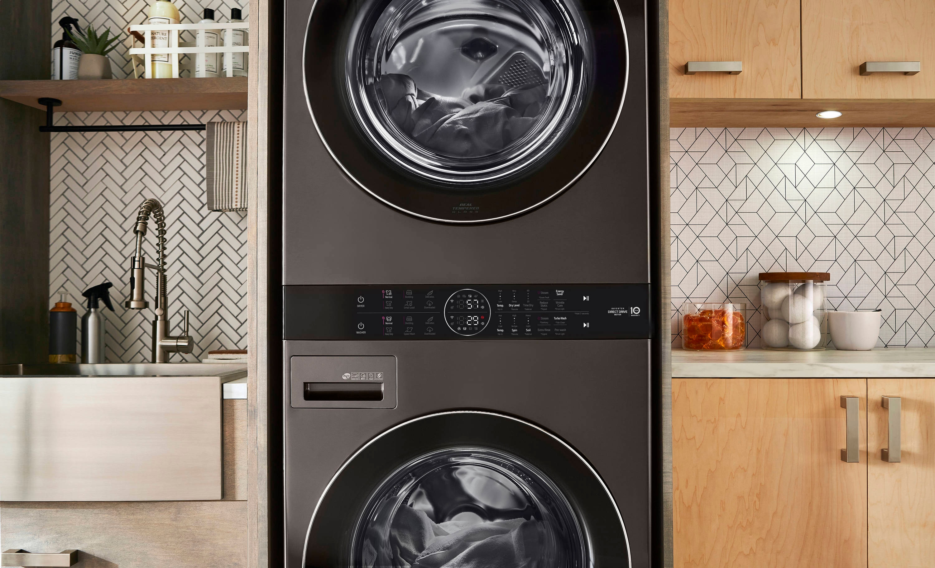 Electric Laundry ft Stacked 4.5-cu WashTower 7.4-cu STAR) Washer Center Dryer department Stacked Laundry at ft (ENERGY the Centers with in and LG