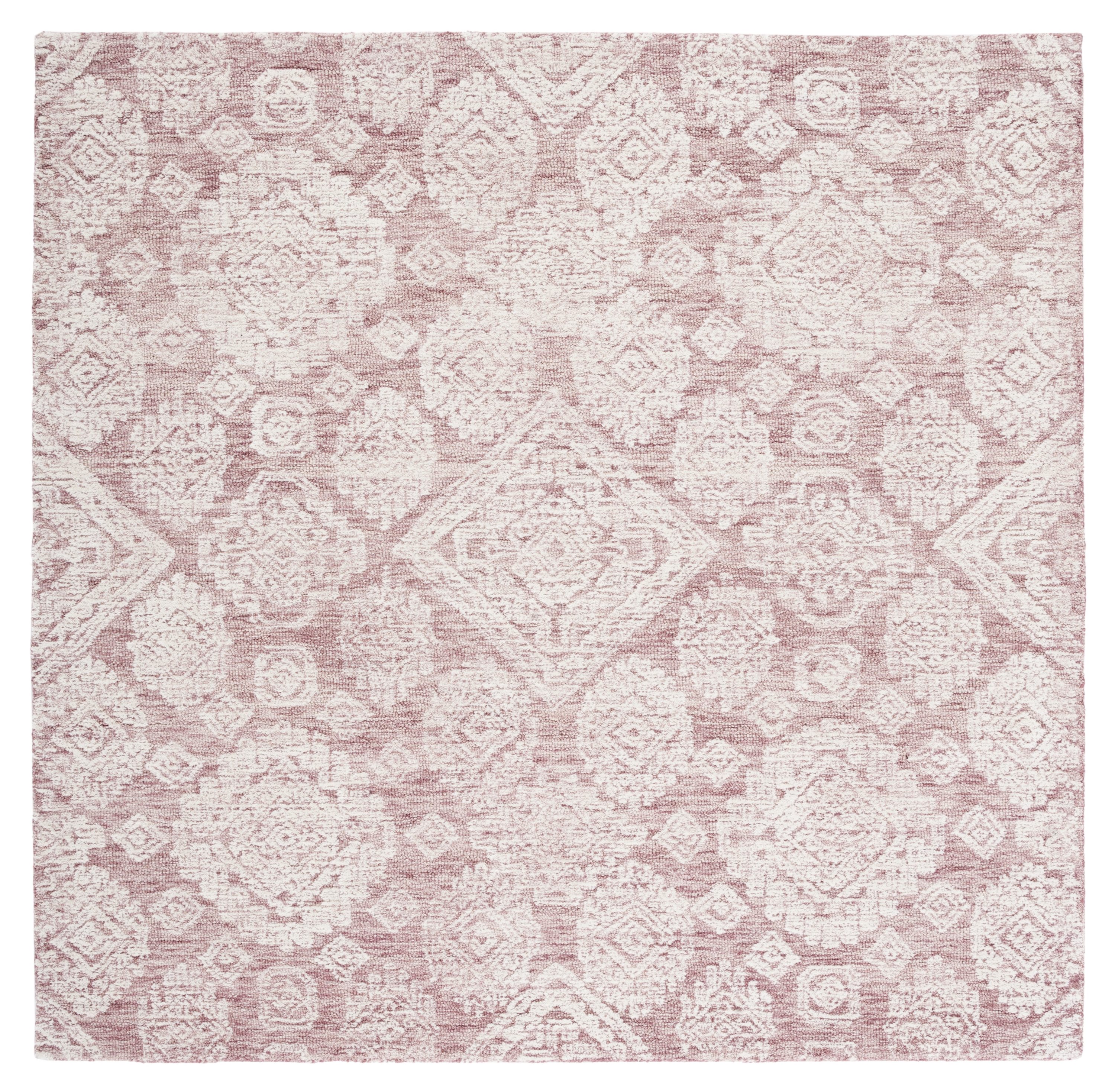 Safavieh 6' x 6' Dark Pink and Ivory Hand-Tufted Wool Rug