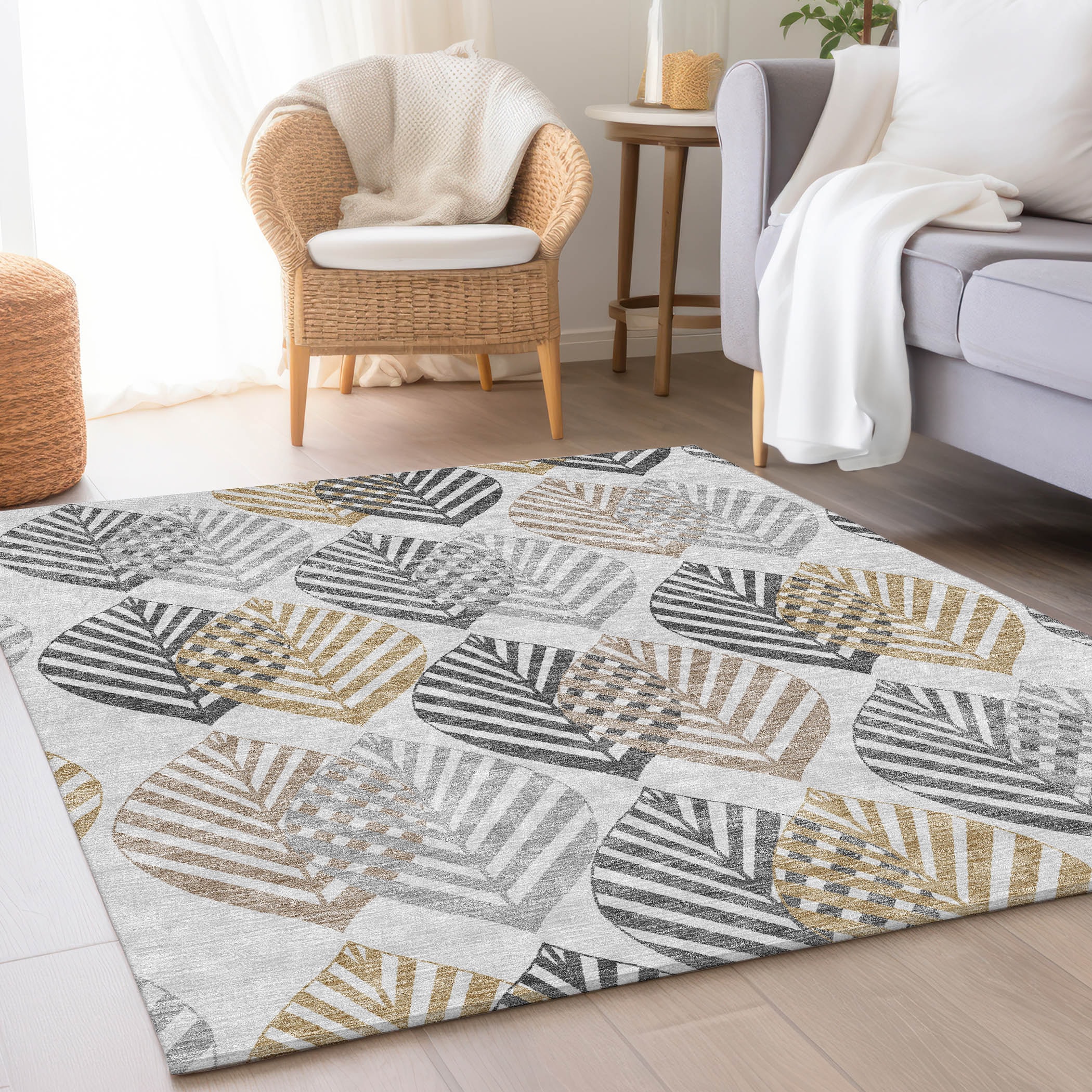 Addison Rugs ACN744SV3X5 Chantille ACN744SV 3 x 5 (ft) Polyester Silver Rectangular Indoor/Outdoor Geometric Machine washable Area rug