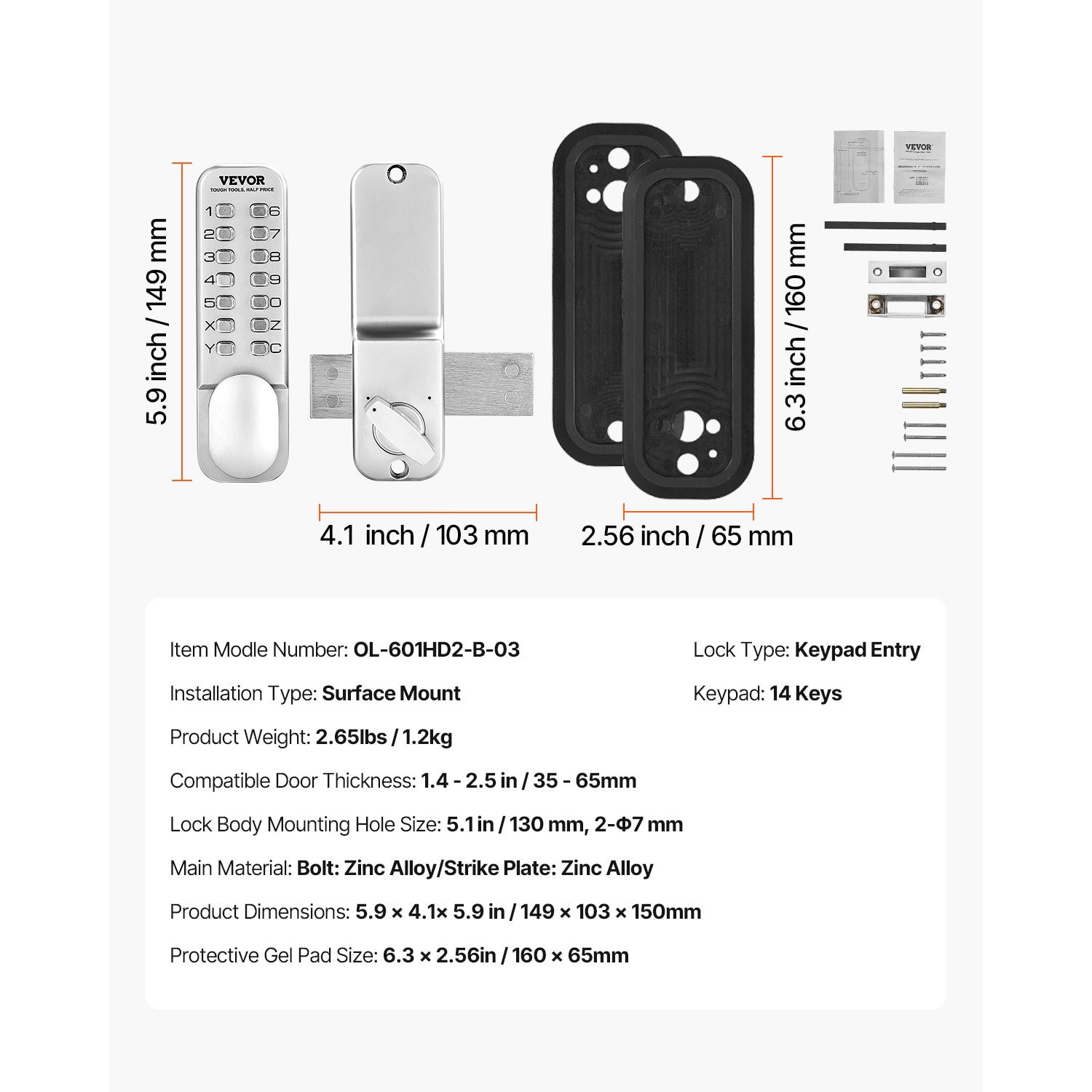 Wooakway FXLS0606-606DL05 Entry-Door-Flip-Locks - View #2