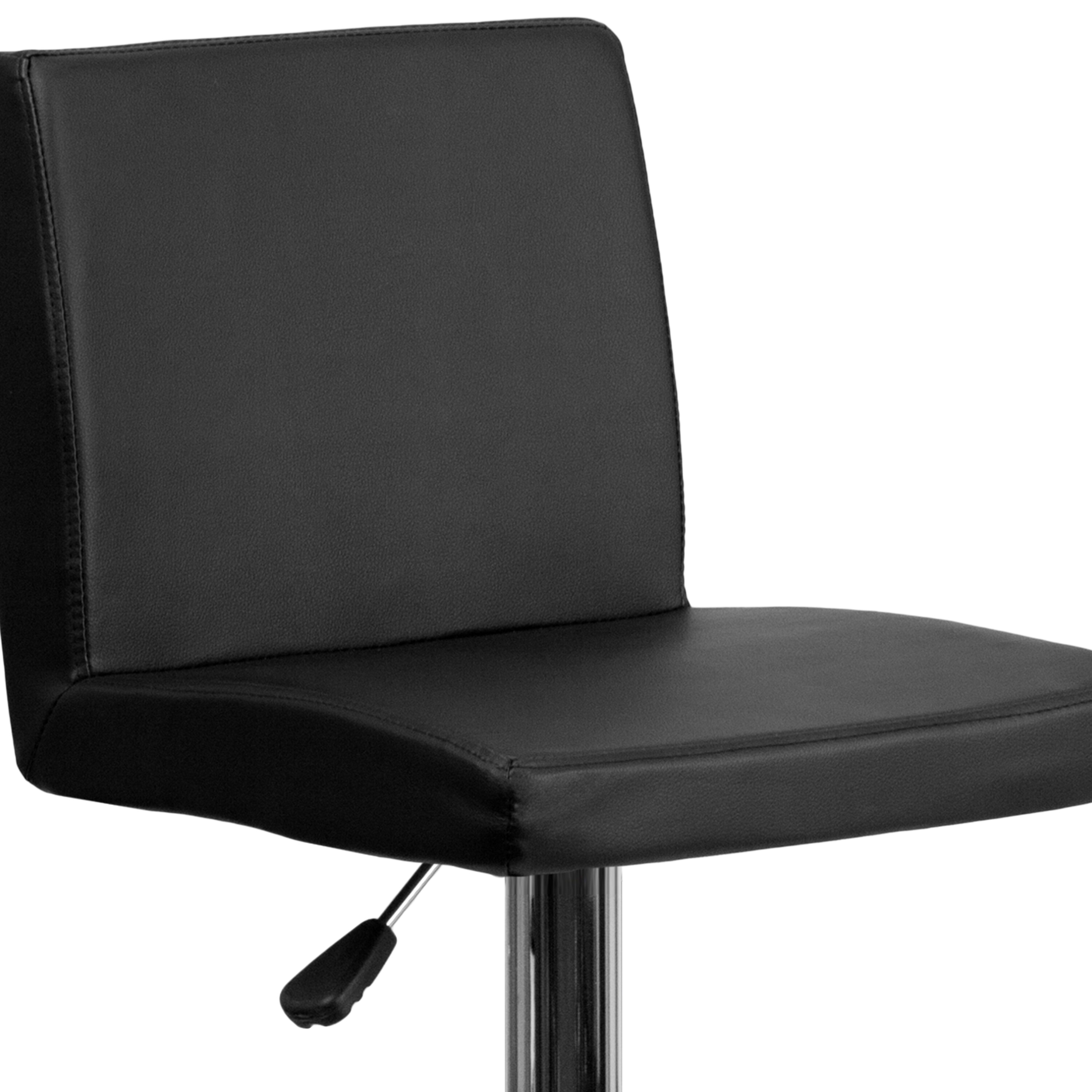 Sleek Black Vinyl and Chrome Adjustable Swivel Barstool