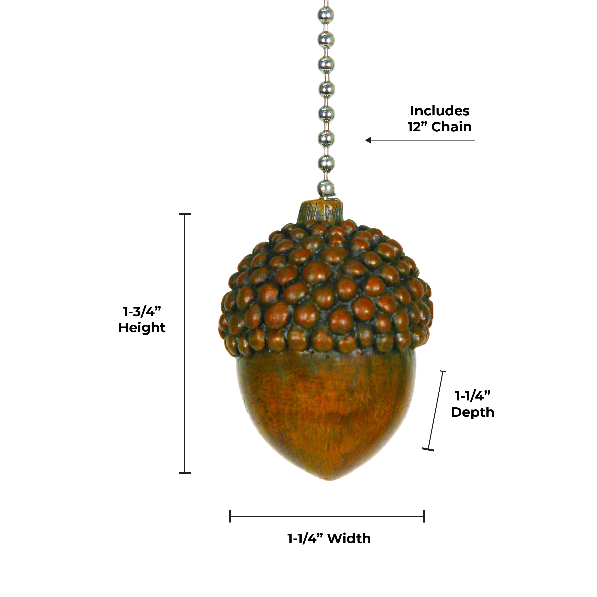 Hand-Painted Brown Acorn Ceramic Ceiling Fan Pull Chain