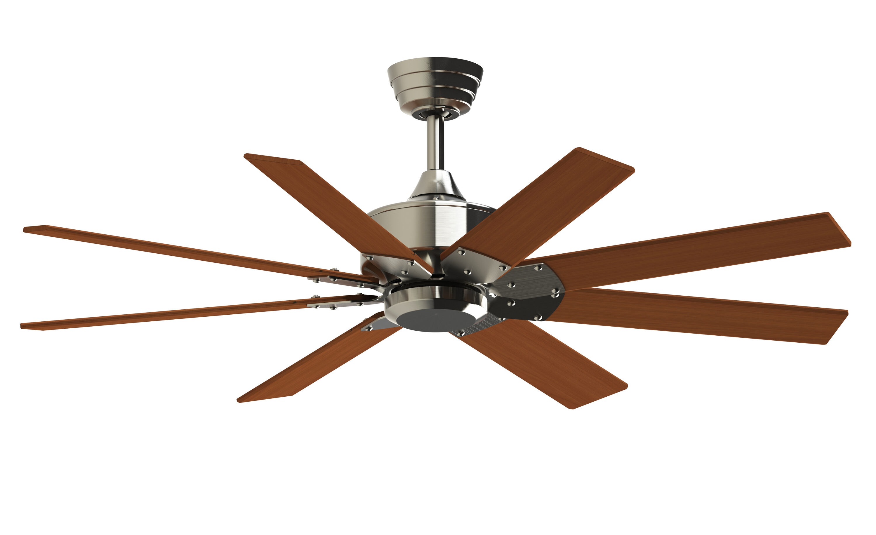 Fanimation Levon Custom 72-in Brushed Nickel with Cherry Blades Color-changing Integrated LED Indoor/Outdoor Smart Ceiling Fan with Light and Remote (8-Blade) FPD7912BBN-72CY-LK Sansujyuku sansujyuku.com