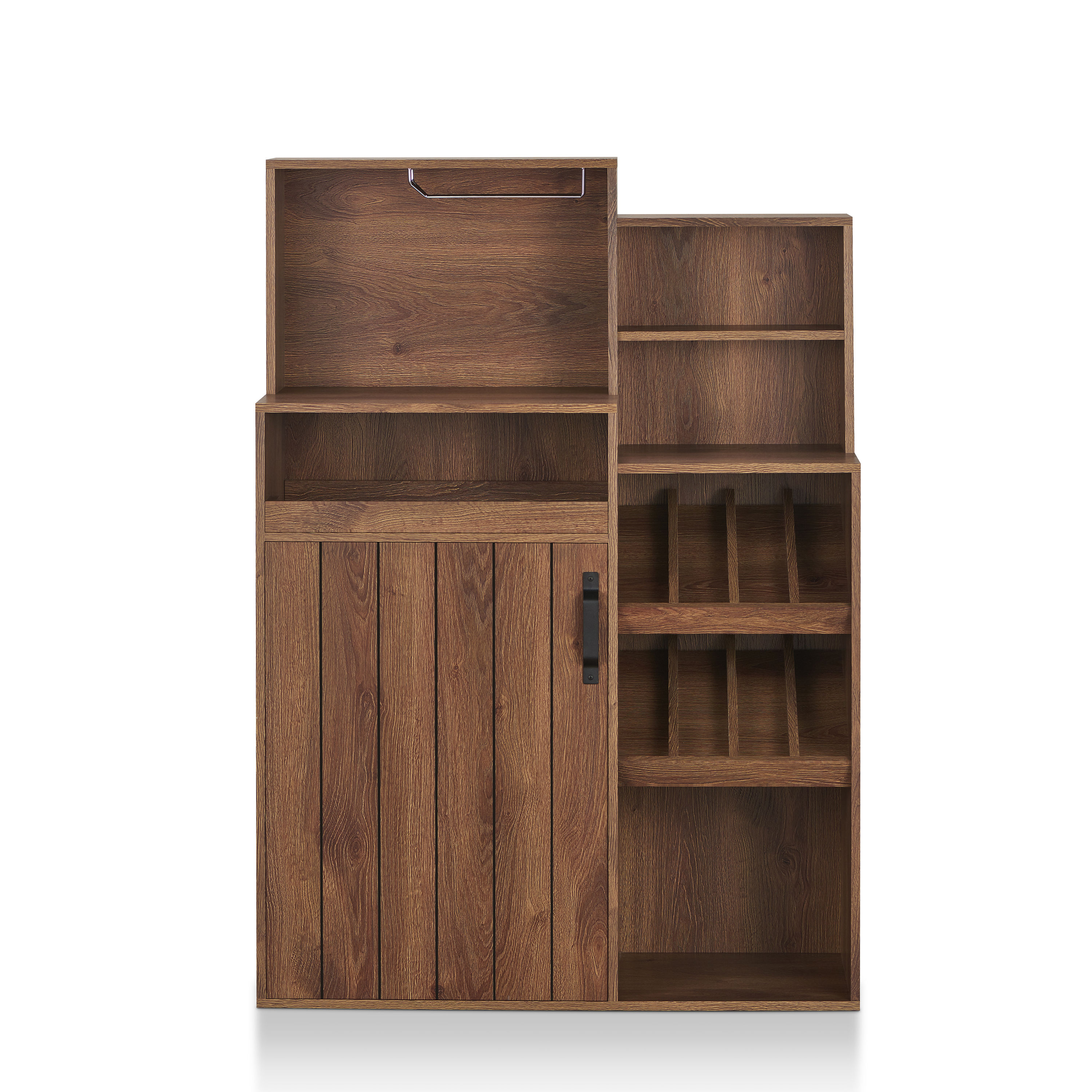 Furniture of America FGI-17703C21 McCullough Rustic Distressed Walnut Buffet with Wine Storage