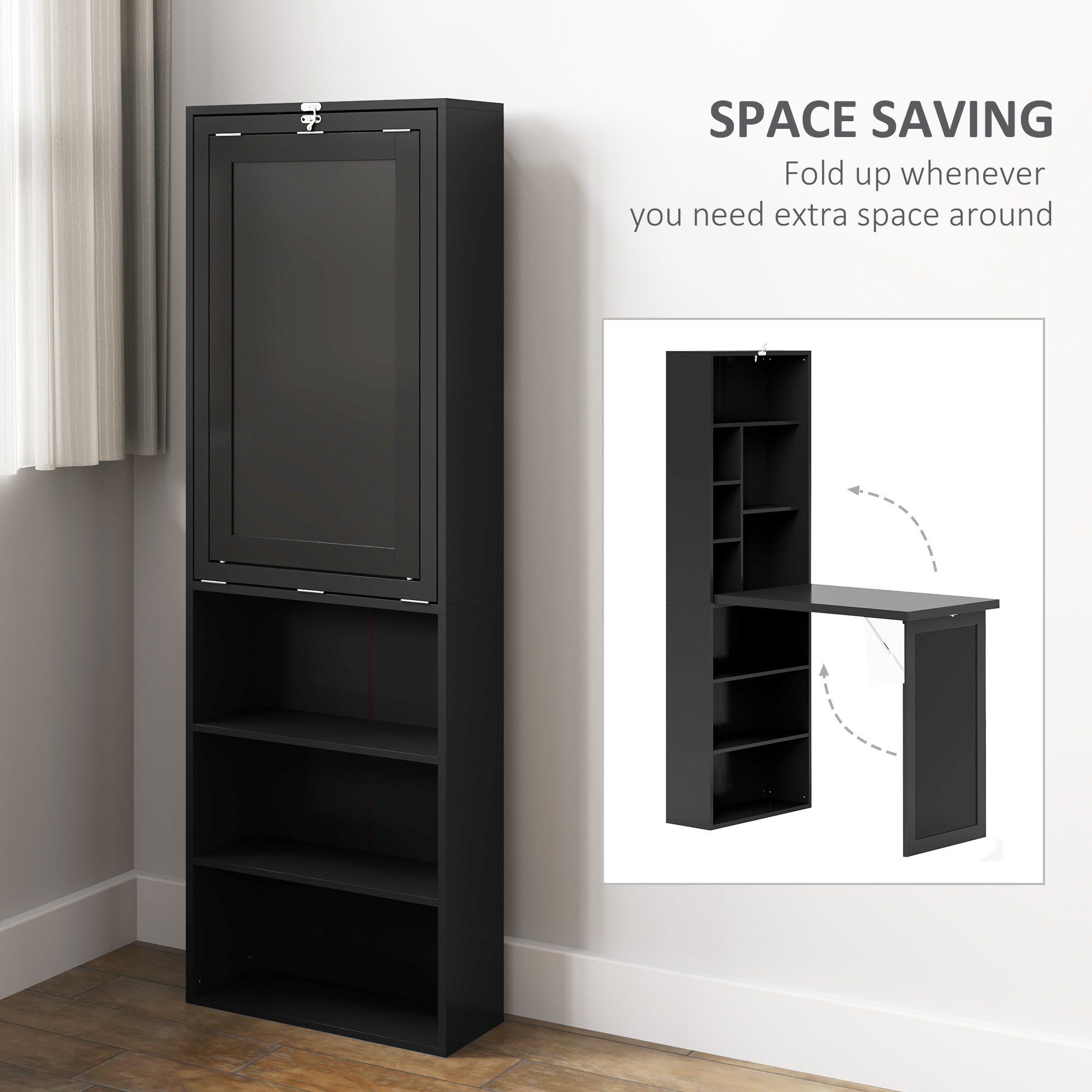 Bestcore Wall Mount Fold-out Computer Desk with Chalkboard Front and ...