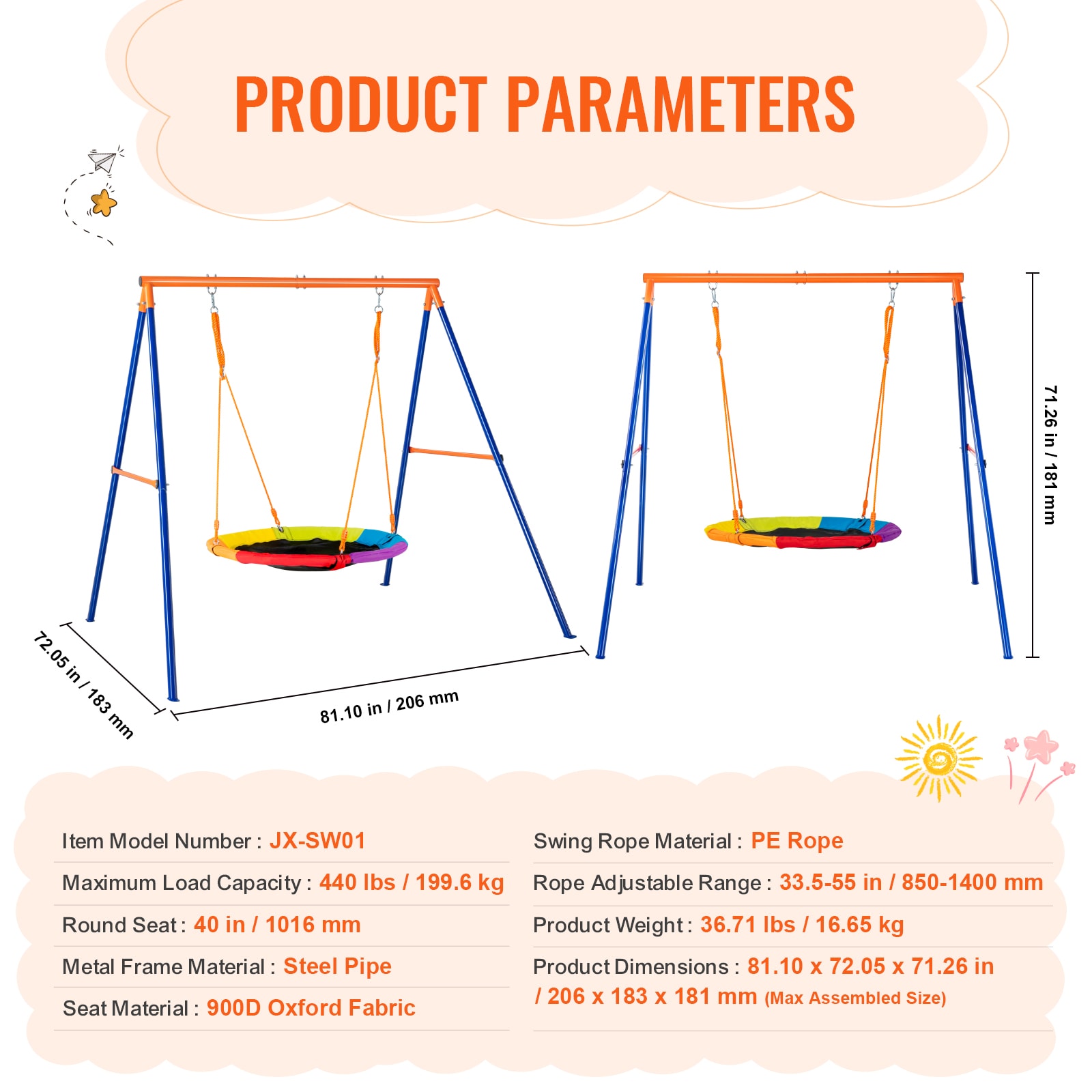 VEVOR AXQQTZZW1RW0EWUW4V0 Playset-Swings - View #8