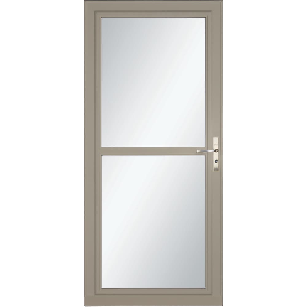 Tradewinds Selection 32-in x 81-in Sandstone Full-view Retractable Screen Aluminum Storm Door with Brushed Nickel Handle in Brown | - LARSON 1460409117S