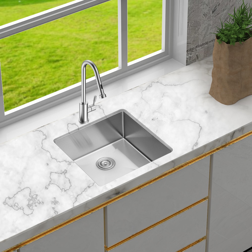 Afhocomp Undermount 21-in x 18-in Stainless Steel 16 Gauge Single bowl Kitchen Sink in Silver