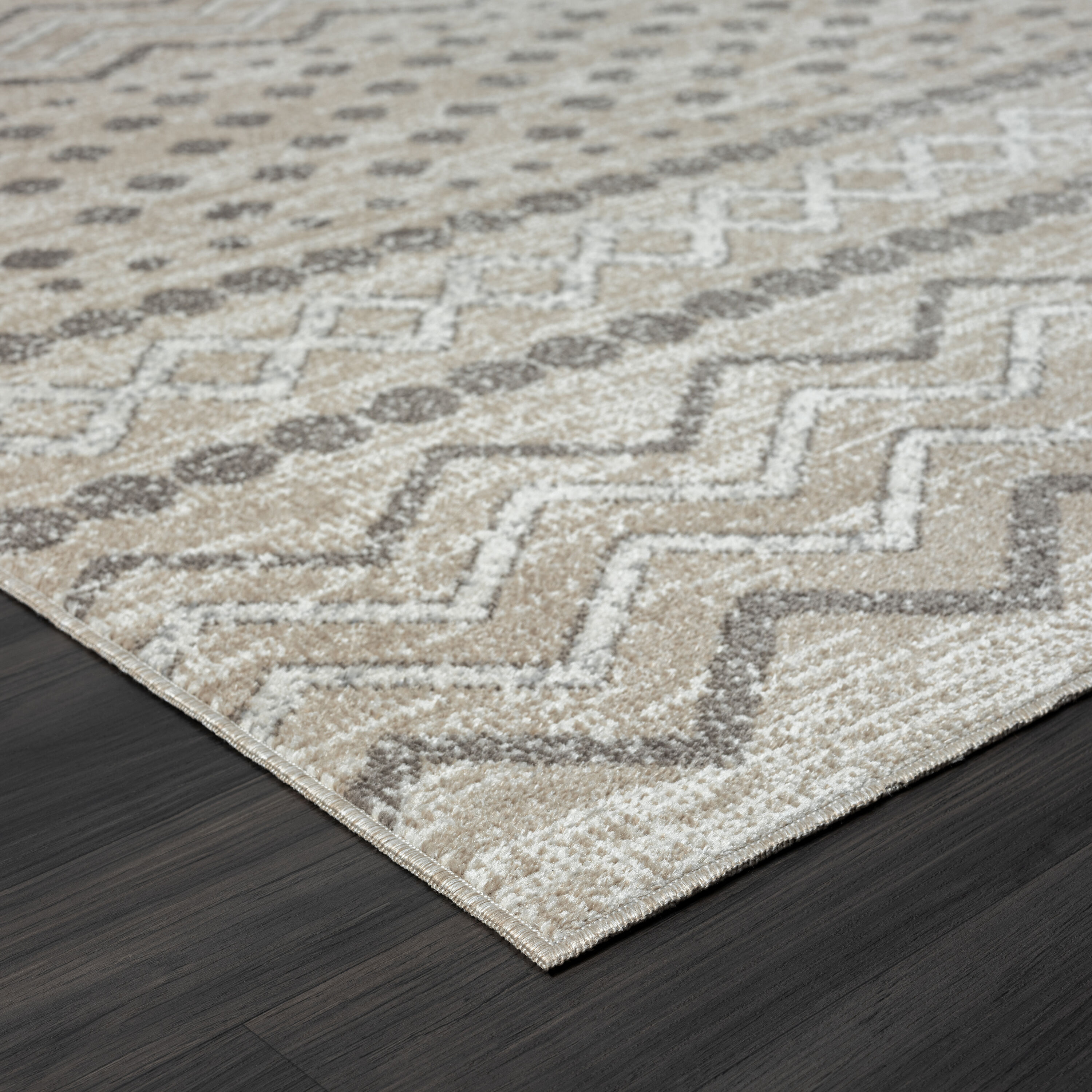 Leilani Modern Gray Geometric 8' x 10' Synthetic Area Rug