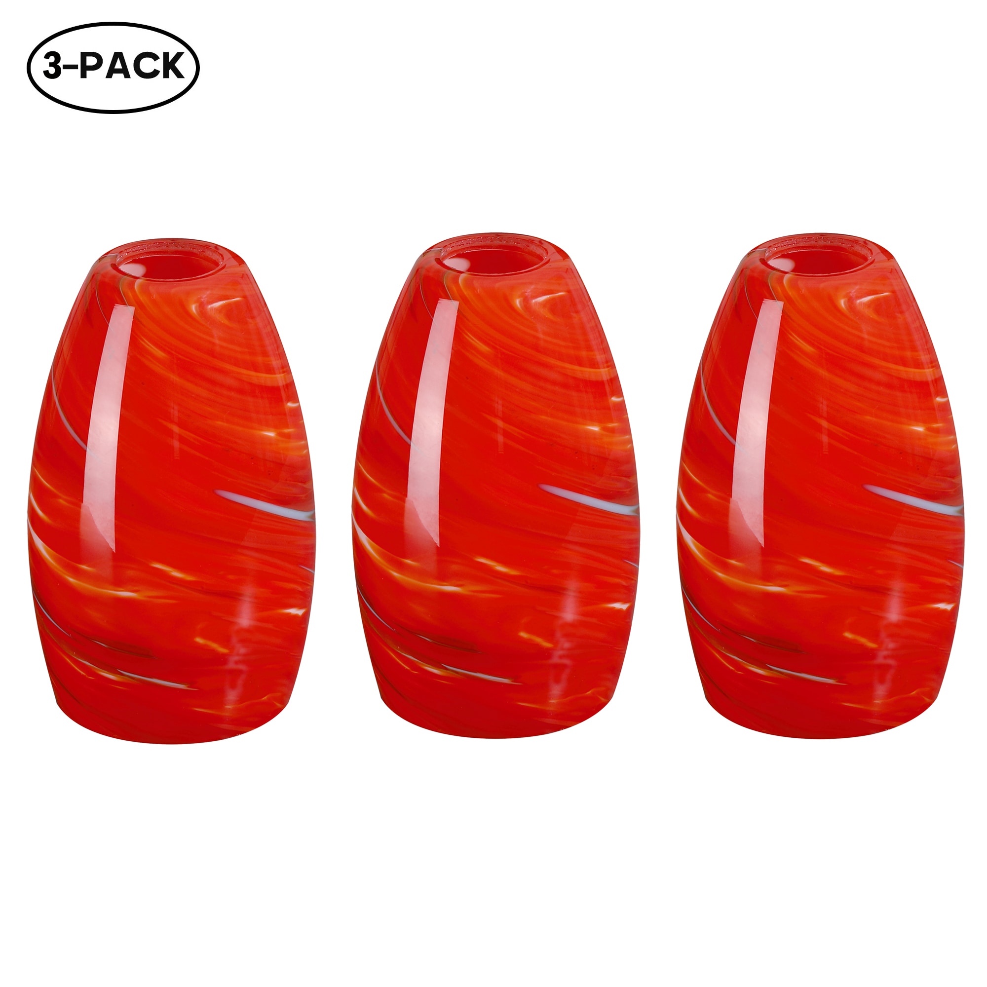 FAYMART LIGHTING 3SL20025 Ding 7.64-in x 4.73-in Drum Red Spiral Art glass Pendant light shade with 1-5/8-in Fitter (Lip Fitter)