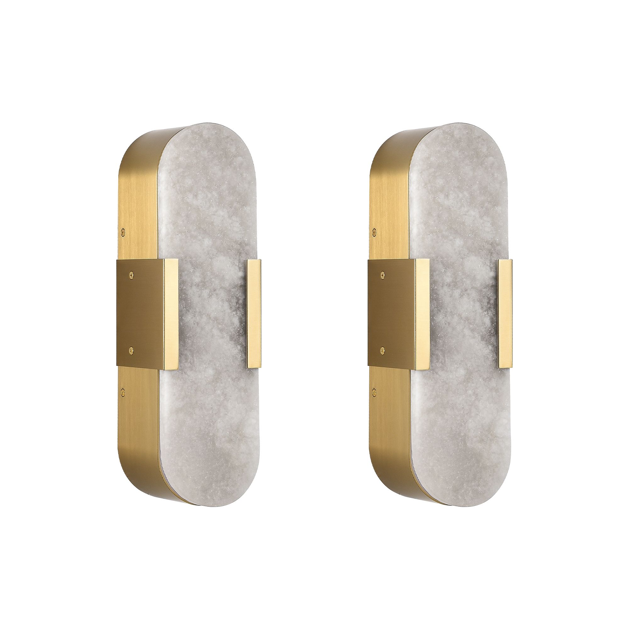 HomLux Set of 2 Gold Alabaster Marble Wall Sconces 13.8 in Modern LED Indoor Wall Lighting for Bathroom Living Room Bedroom Hallway Sansujyuku sansujyuku.com