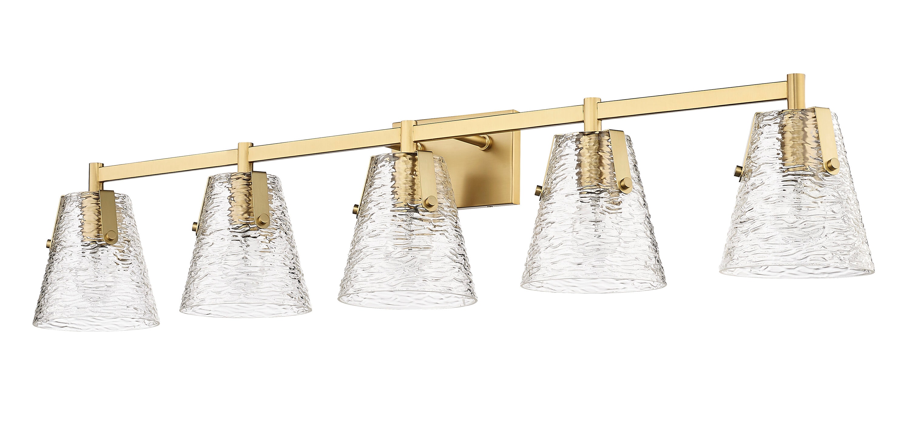 Analia Modern Gold 5-Light Vanity with Clear Ribbed Glass Shades