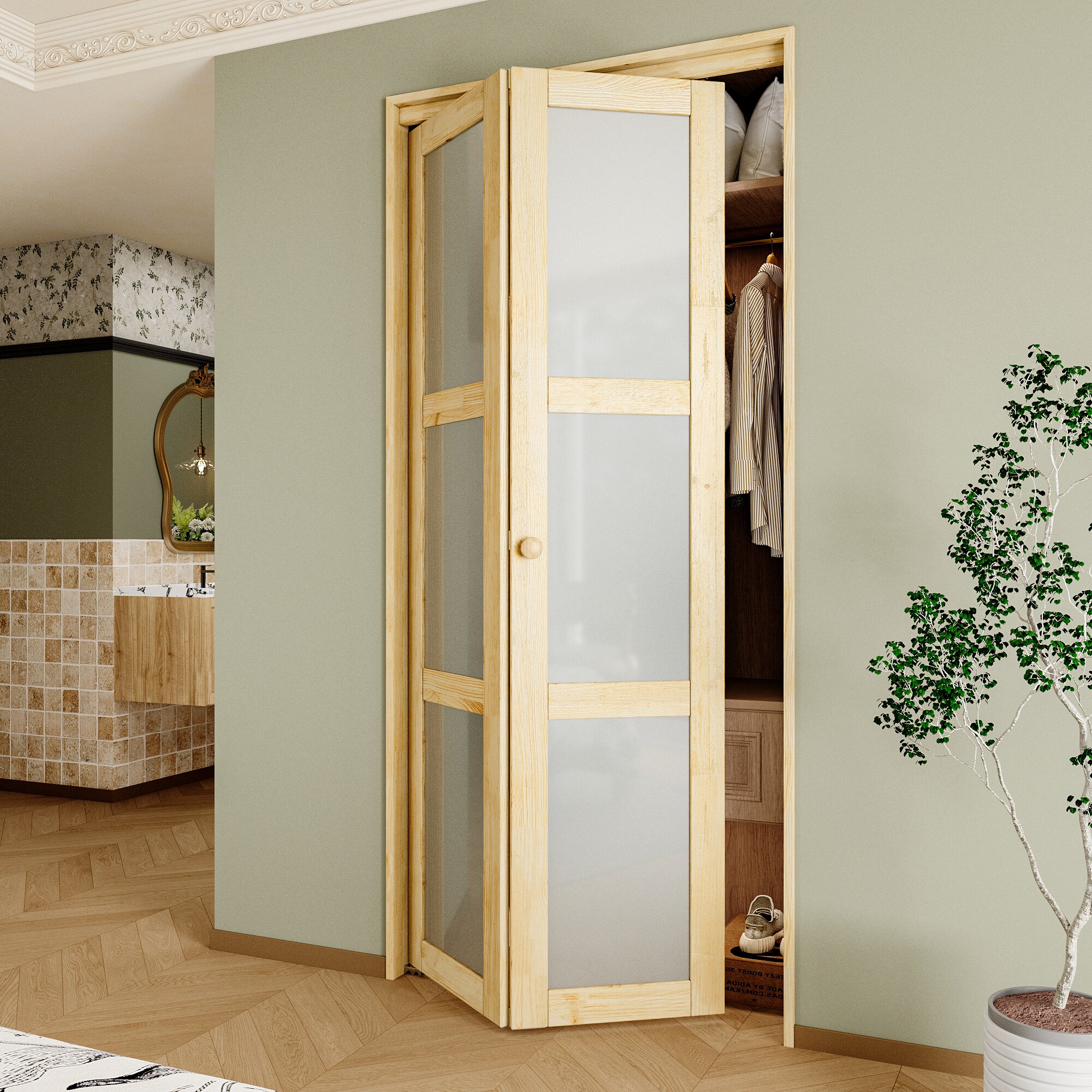 JUJUBON IN-CD-BIPW-3L-BF-36 Bifold-Sliding-Closet-Doors - View #4