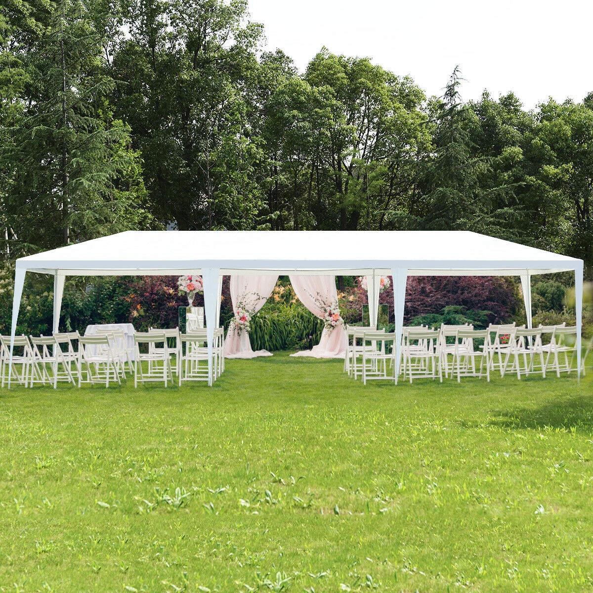 Forclover 30-ft X 10-ft Rectangle White Party Canopy HYFE-3934 At Lowes.com