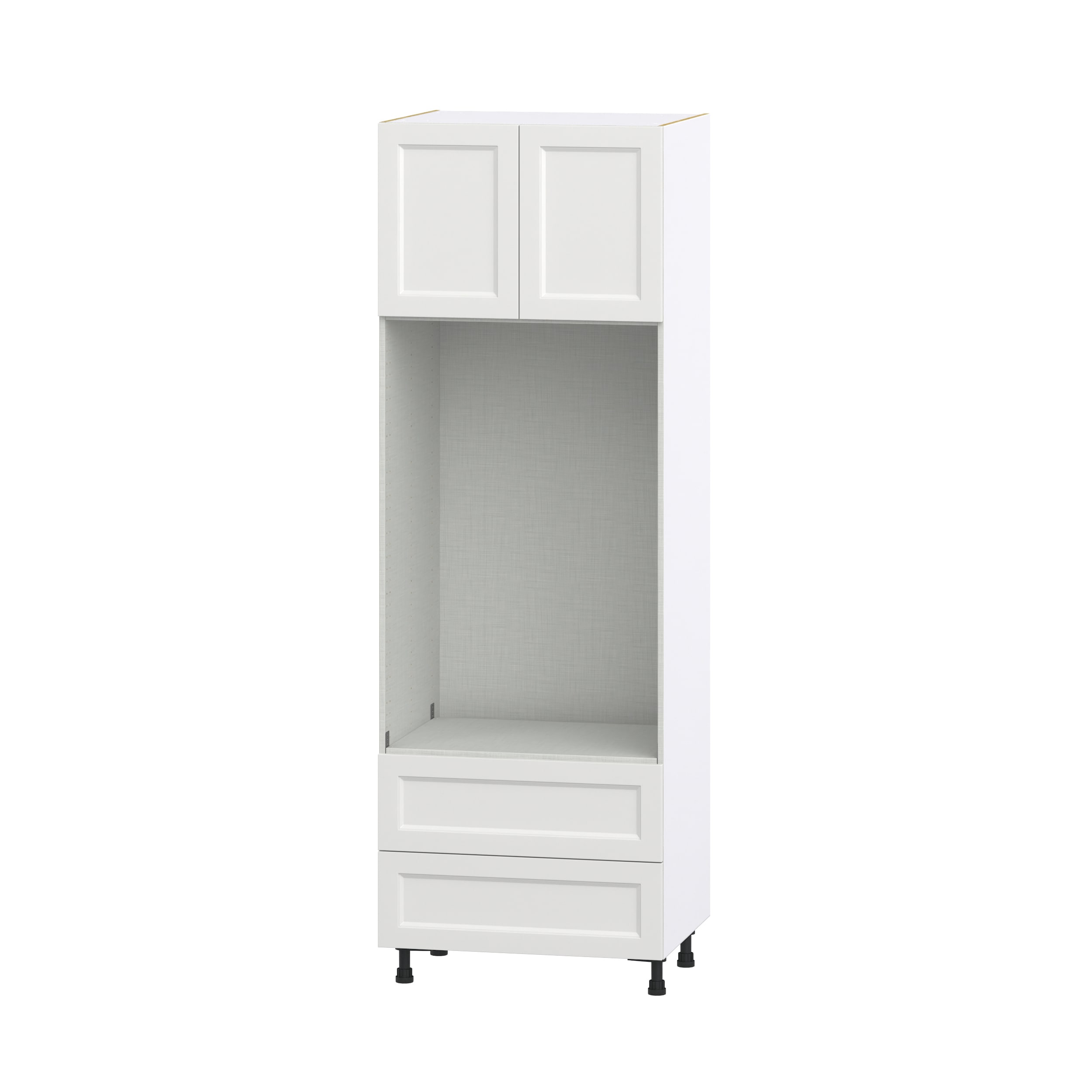Hugo&Borg DSTMO2DA3089.5-RI Riviera 30-in W x 89.5-in H x 24-in D Bright White 2 -Drawers Microwave Pantry Fully assembled Cabinet (Recessed Panel Shaker)