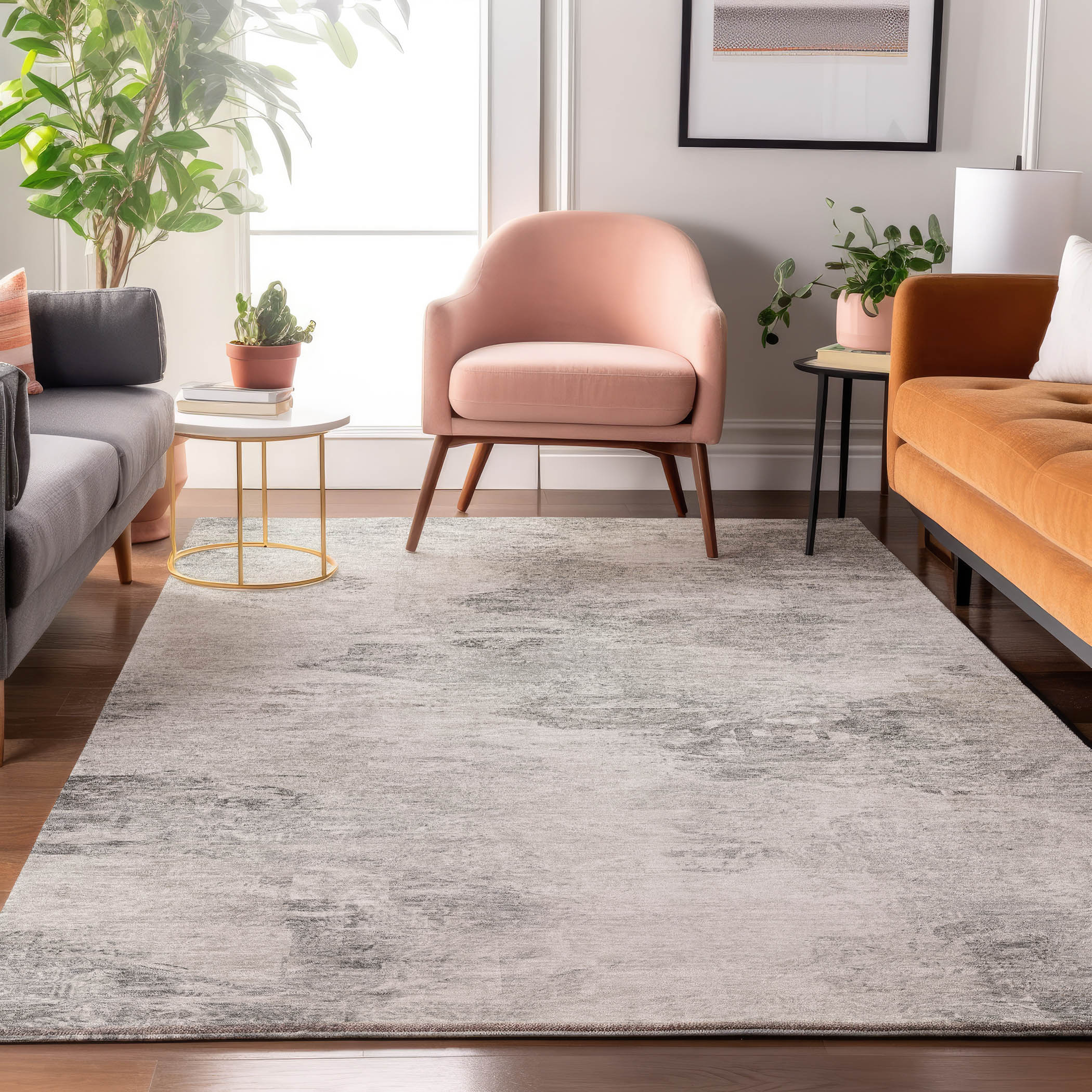 Addison Rugs AMF592SV3X5 Mayfield AMF592SV 3 x 5 (ft) Loomed Polyester Silver Rectangular Indoor Geometric Machine washable Area rug