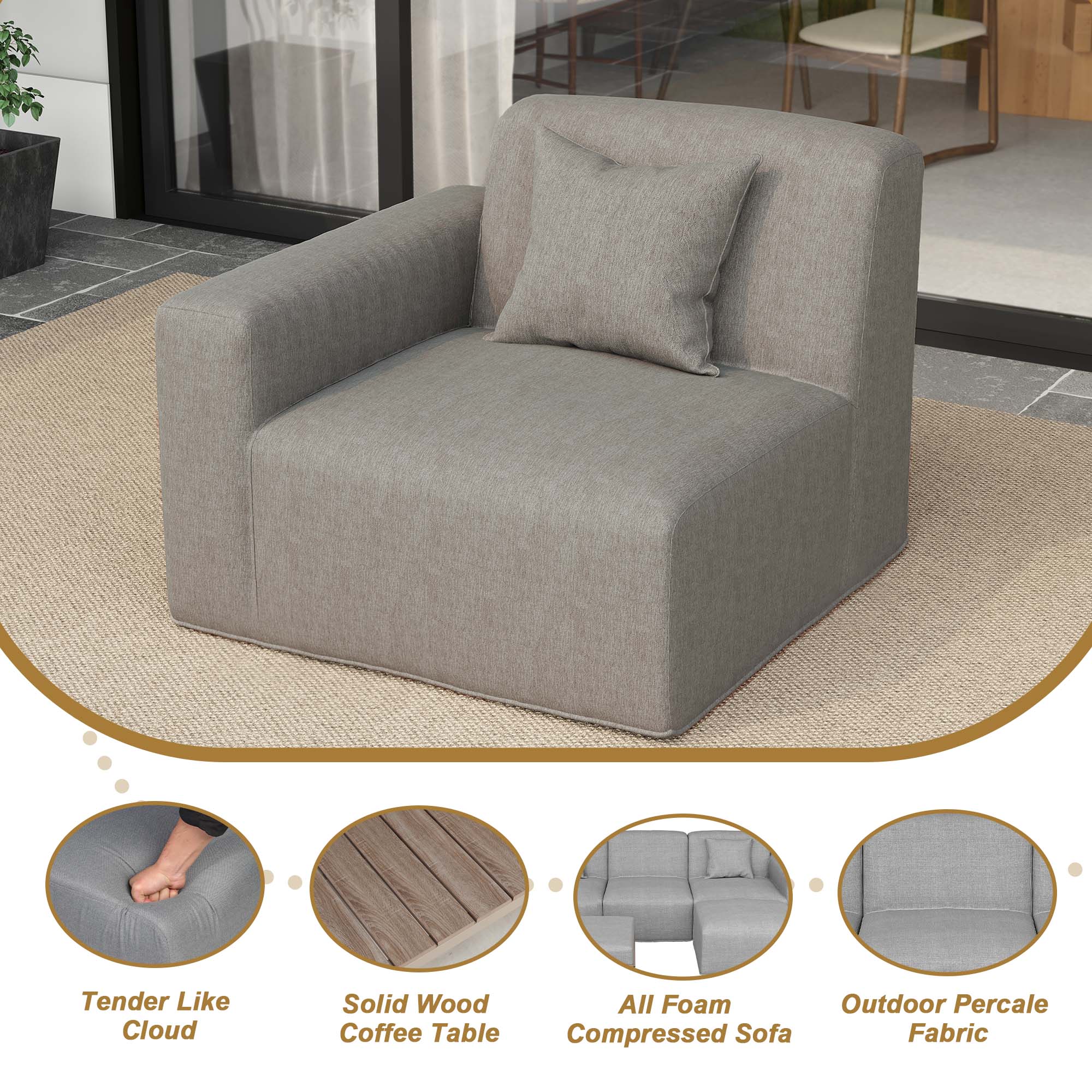 Dreamsidea LS-OP01-LAC-D GRA Patio-Sofas-Daybeds - View #4
