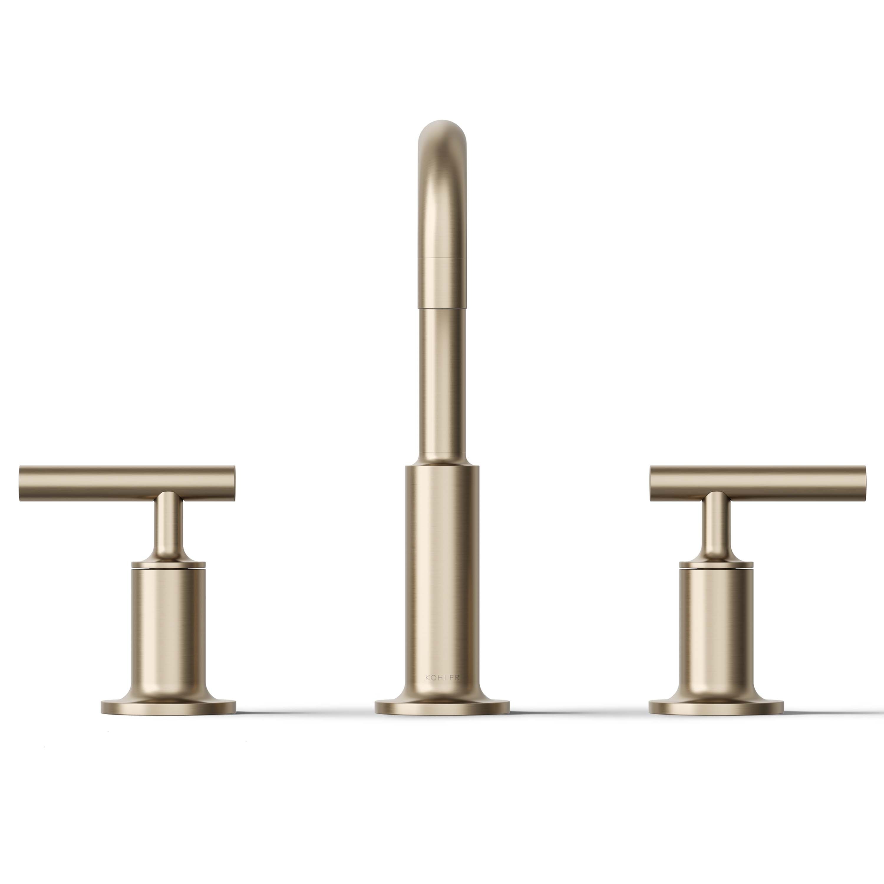 Purist Brushed Bronze Widespread Bathroom Faucet with Drain Assembly