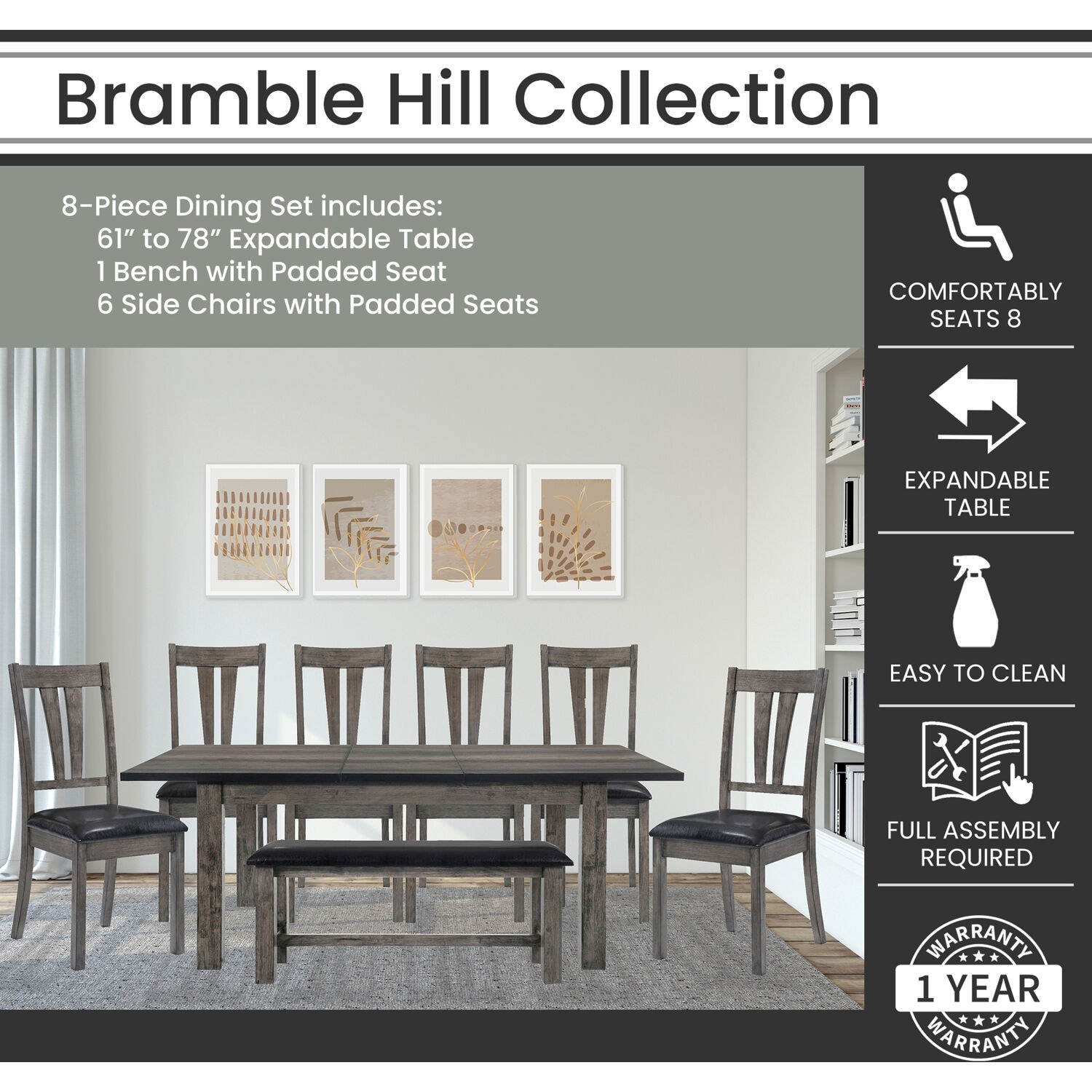 Hanover HDR006-8PU-WG Dining-Sets - View #2