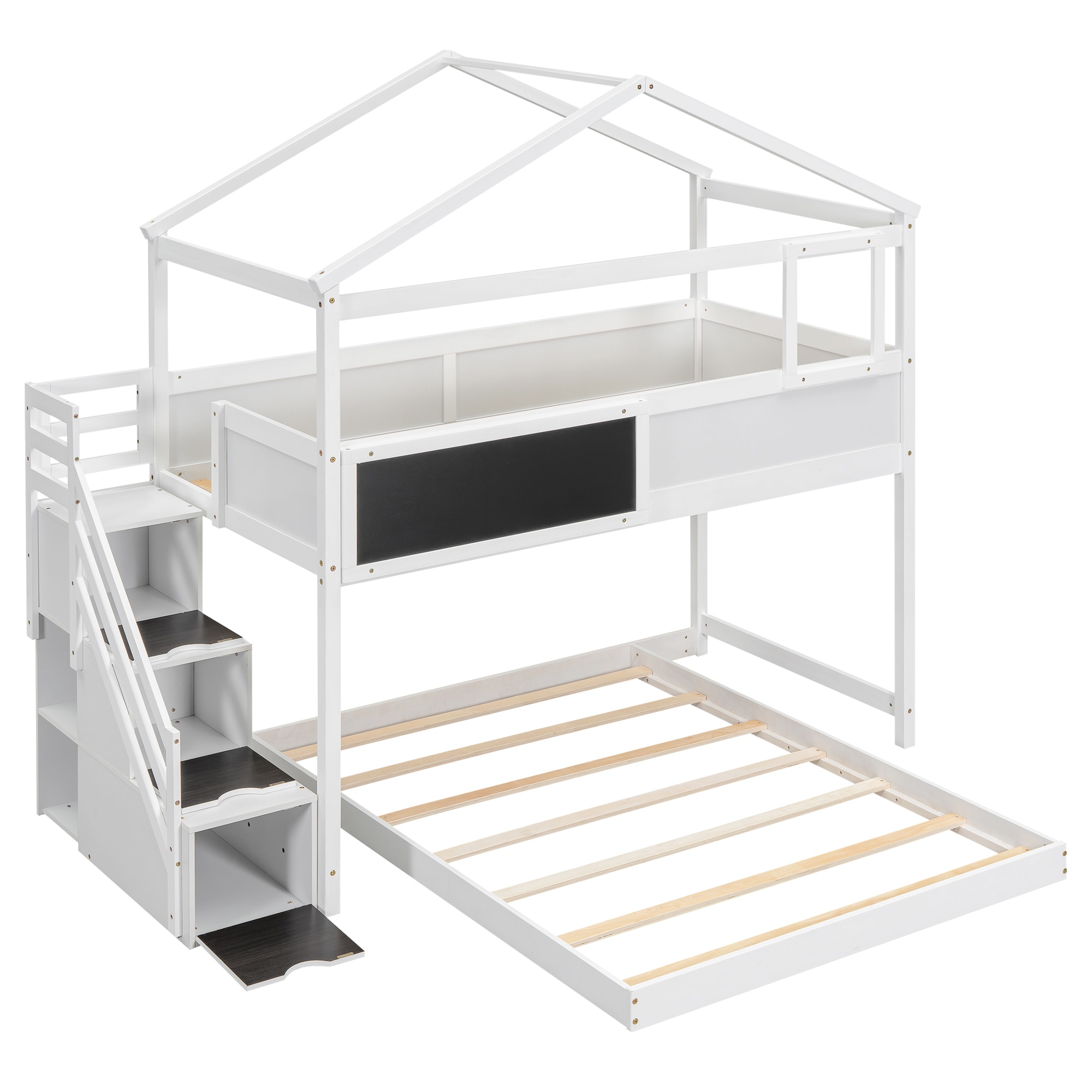 Qualler BKM001701K White Twin over full Bunk Bed
