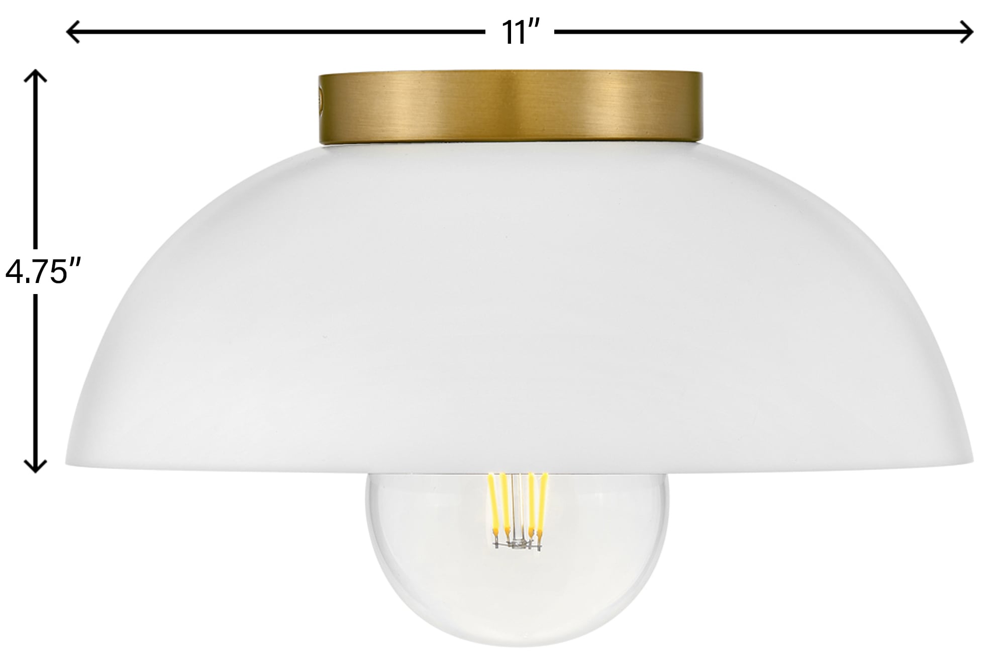 Matte White and Brass LED Globe Flush Mount