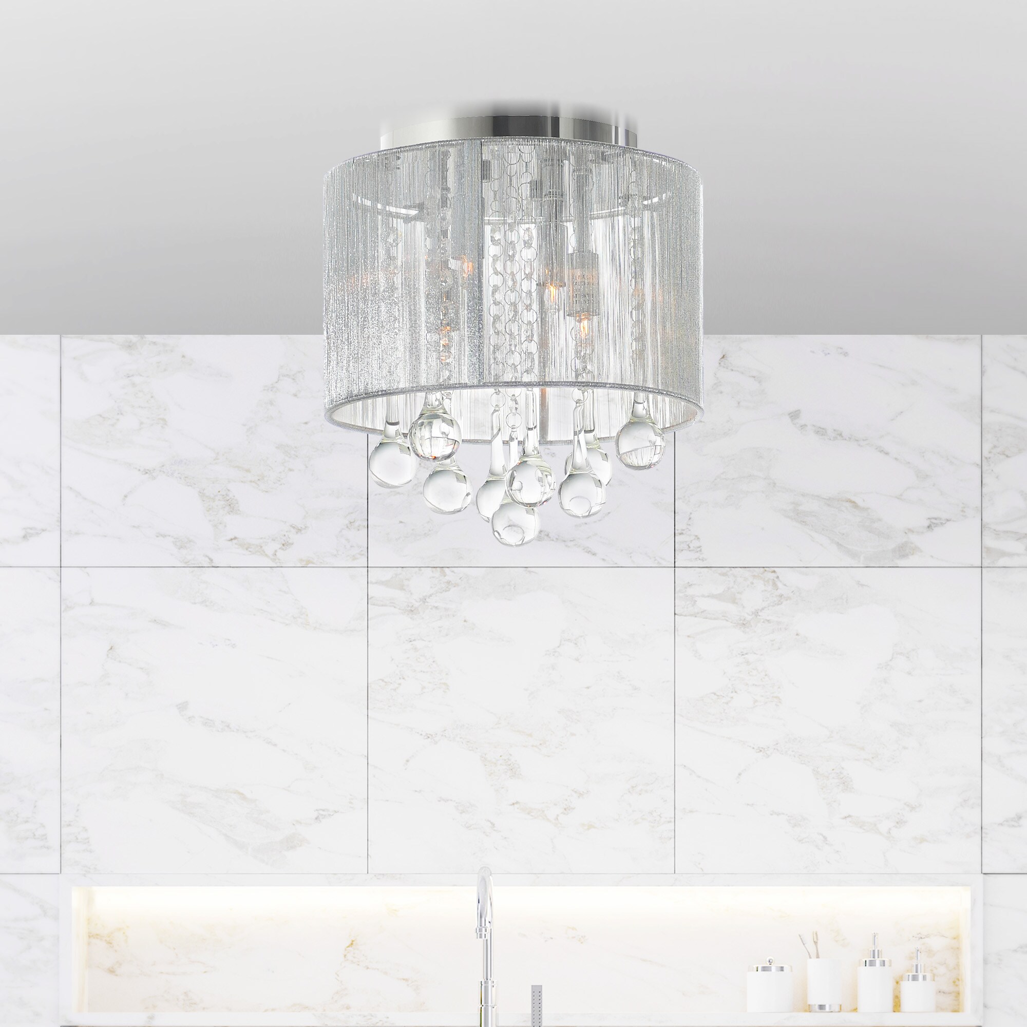 CWI Lighting 5006C10C-R (S) Water Drop 4 -Light 10.0-in Chrome Flush Mount Light