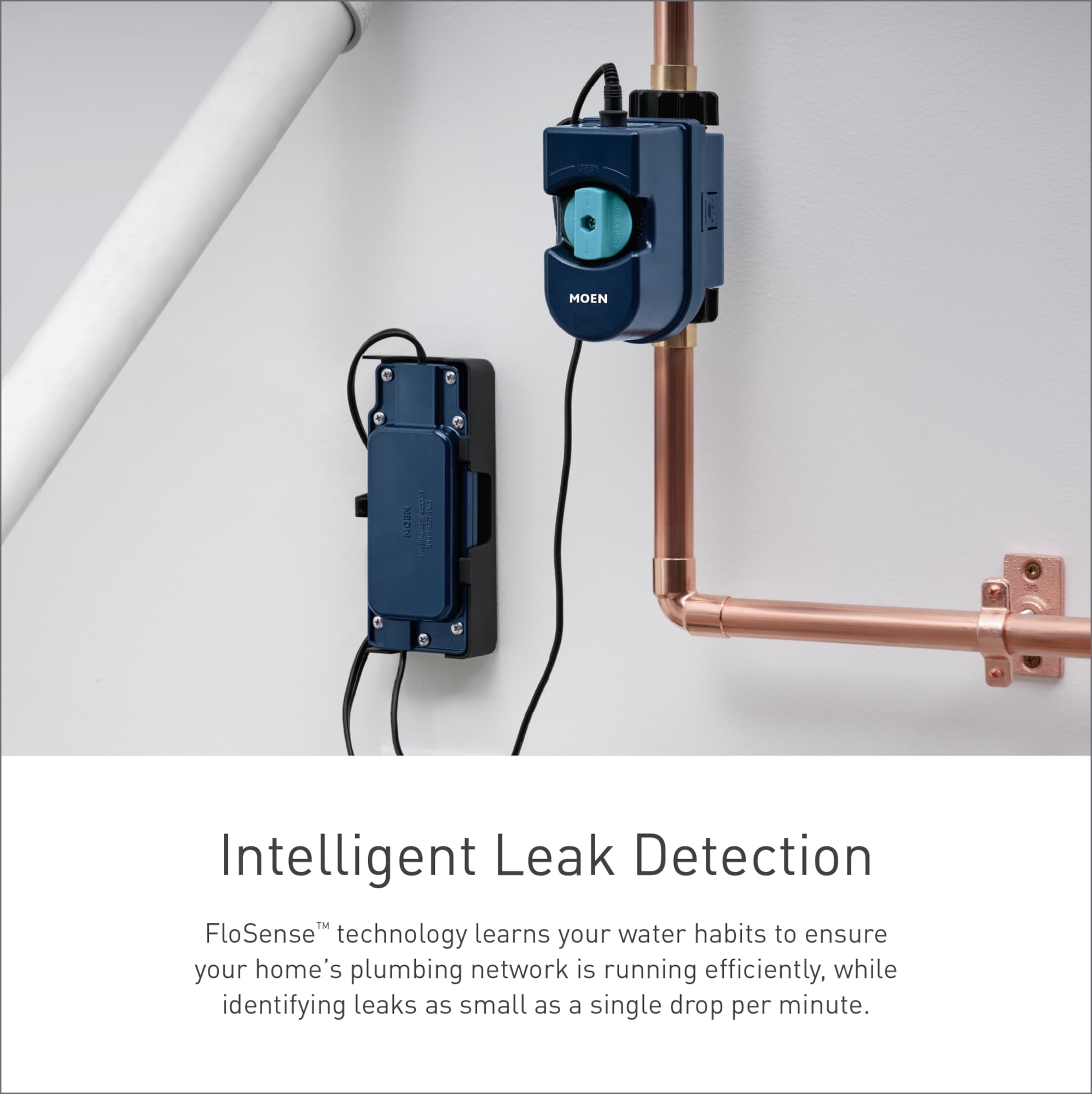 Moen Flo Smart Water Monitor 3/4-in to 1-1/4-in Indoor/Outdoor Smart Water  Leak Detector with Automatic Shut-off Valve