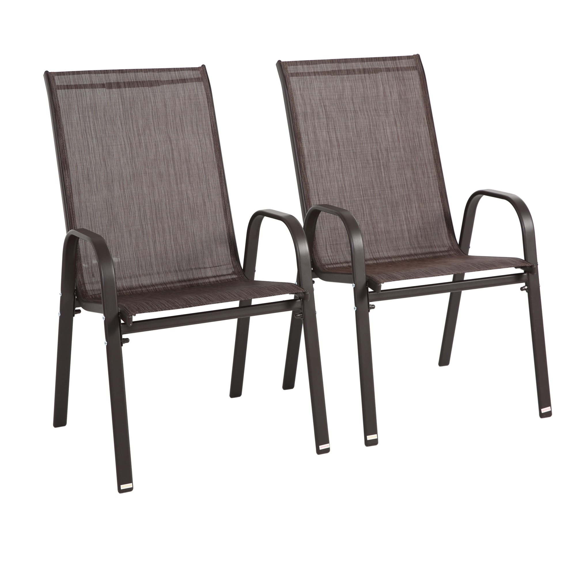 LETILY HTKK31H2 Patio Chairs Set of 2 Brown Steel Frame Stationary Dining Chair with Brown Solid Seat