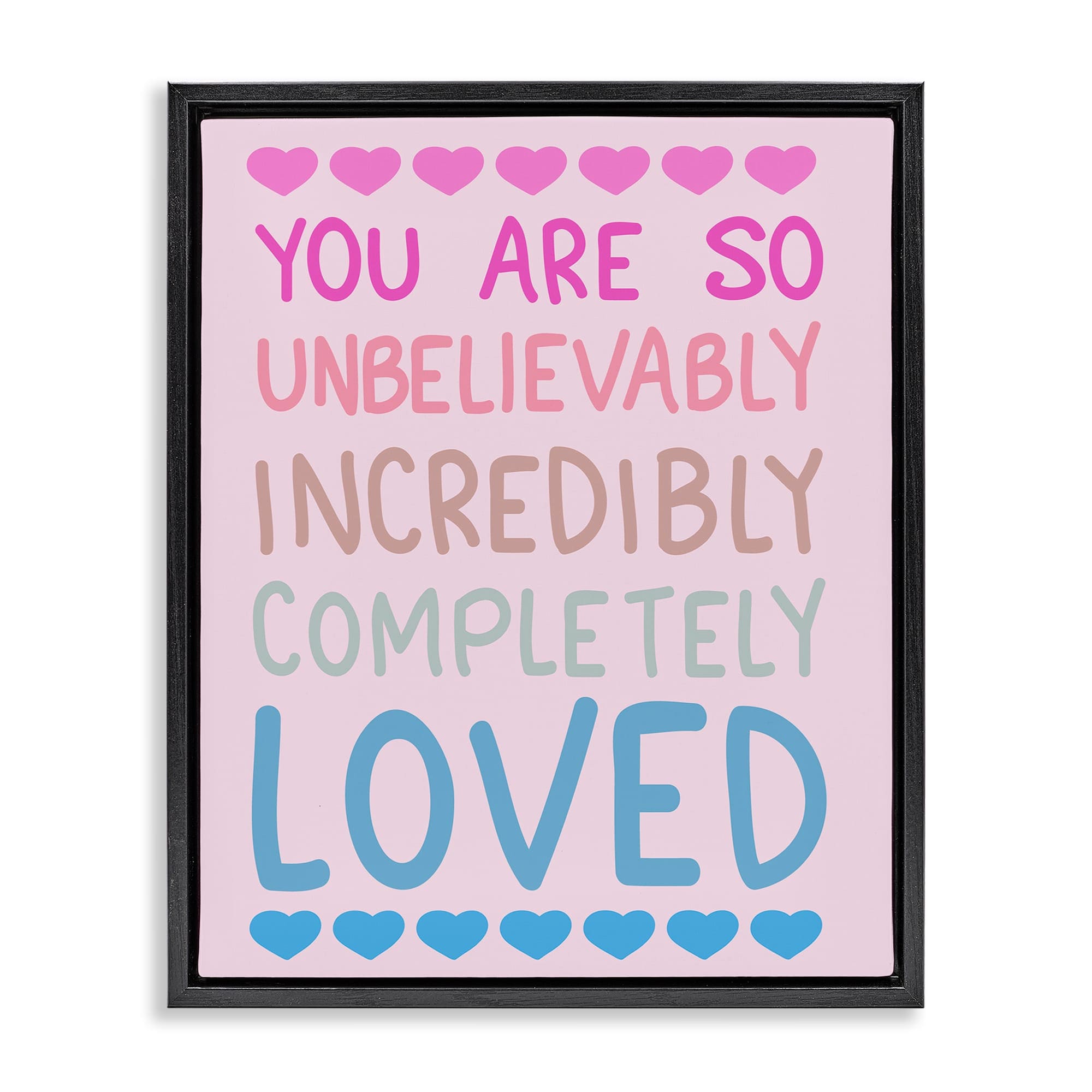 Stupell Industries BS-417-FFB-24X30 Incredibly Loved with Hearts Black Framed Floater Canvas Wall Art By Sweet Melody Designs 25 x 31