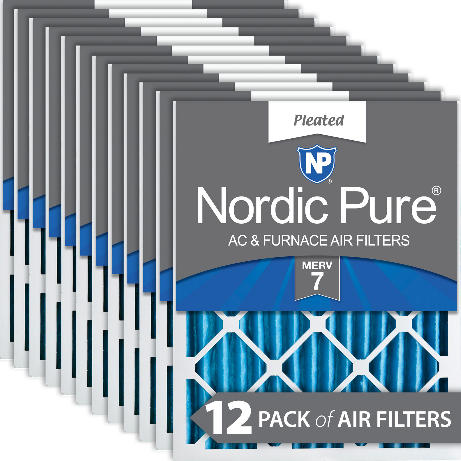 Nordic Pure 20x25x2 Pleated MERV 7 Air Filters 12 Pack