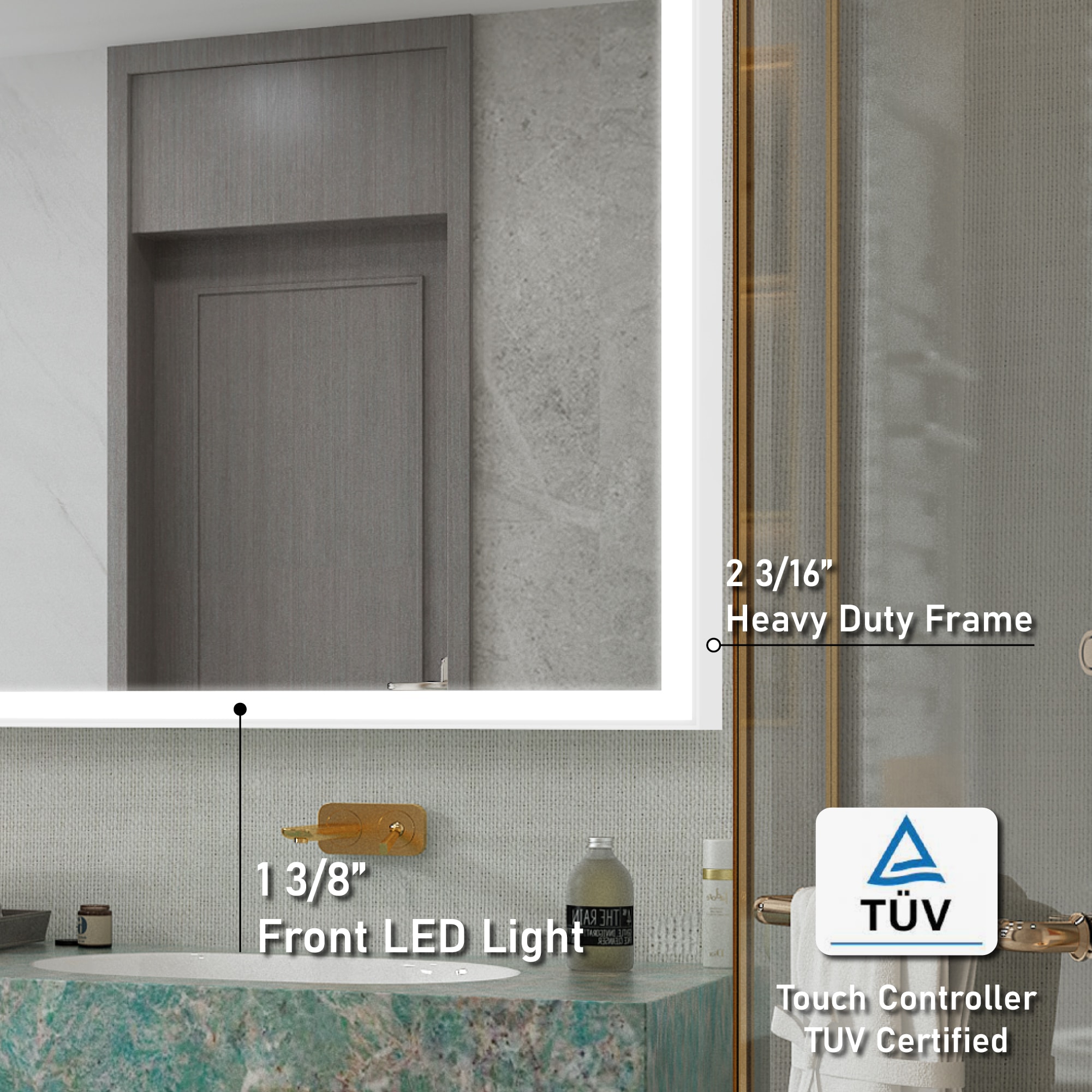 WELLFOR M1FM8442WT Framed-Bath-Mirrors - View #13