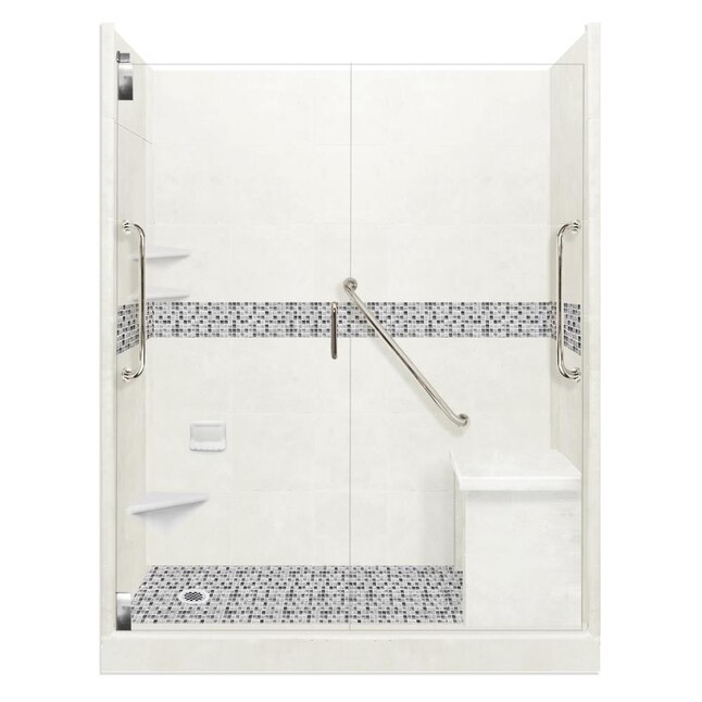 Classic Freedom Grand Hinged 30 in. x 60 in. x 80 in. Right Drain Alcove Shower Kit in Natural Buff and Chrome Classic Freedom Grand Hinged 30 in. x 60 in. x 80 in. Right Drain Alcove Shower Kit in Natural Buff and Chrome