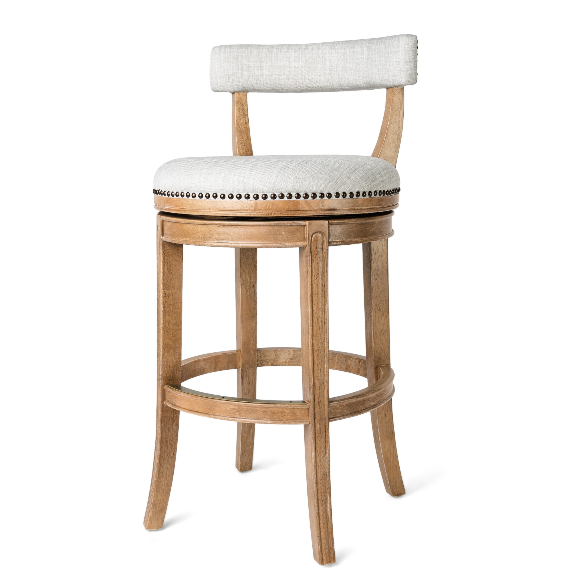 Maven Lane ML109310-FBS-WO 31in Alexander Bar Stool in Weathered Oak Finish with Sand Color Fabric Upholstery