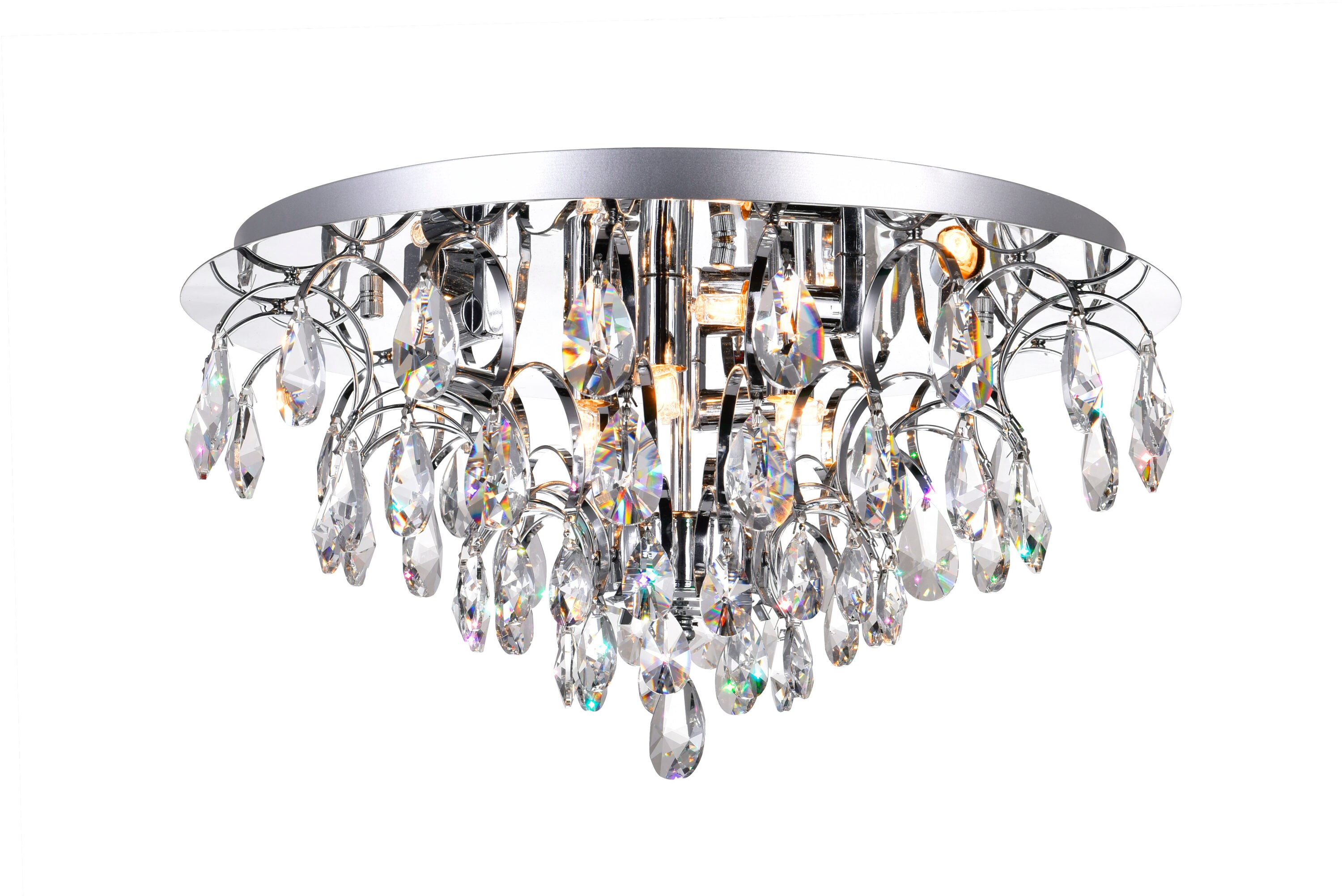CWI Lighting 5011C18C (CLEAR) Charismatic 8-Light 18-in Chrome Halogen Flush Mount Light