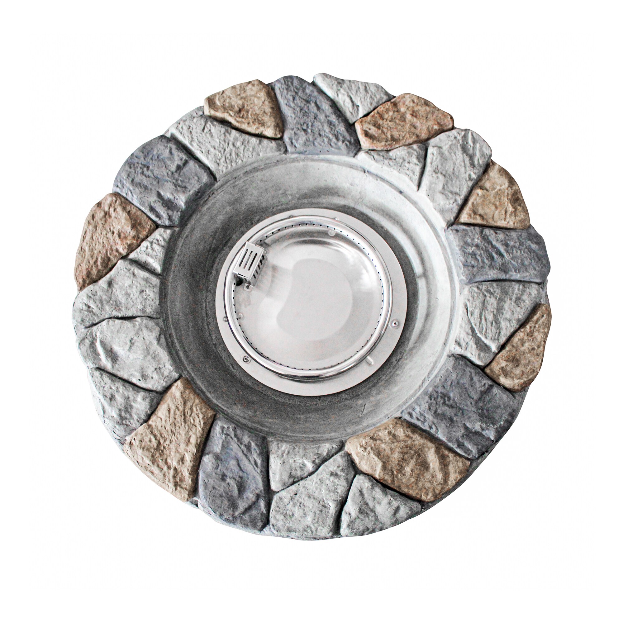 Gray 28" Round Stone Propane Gas Fire Pit
